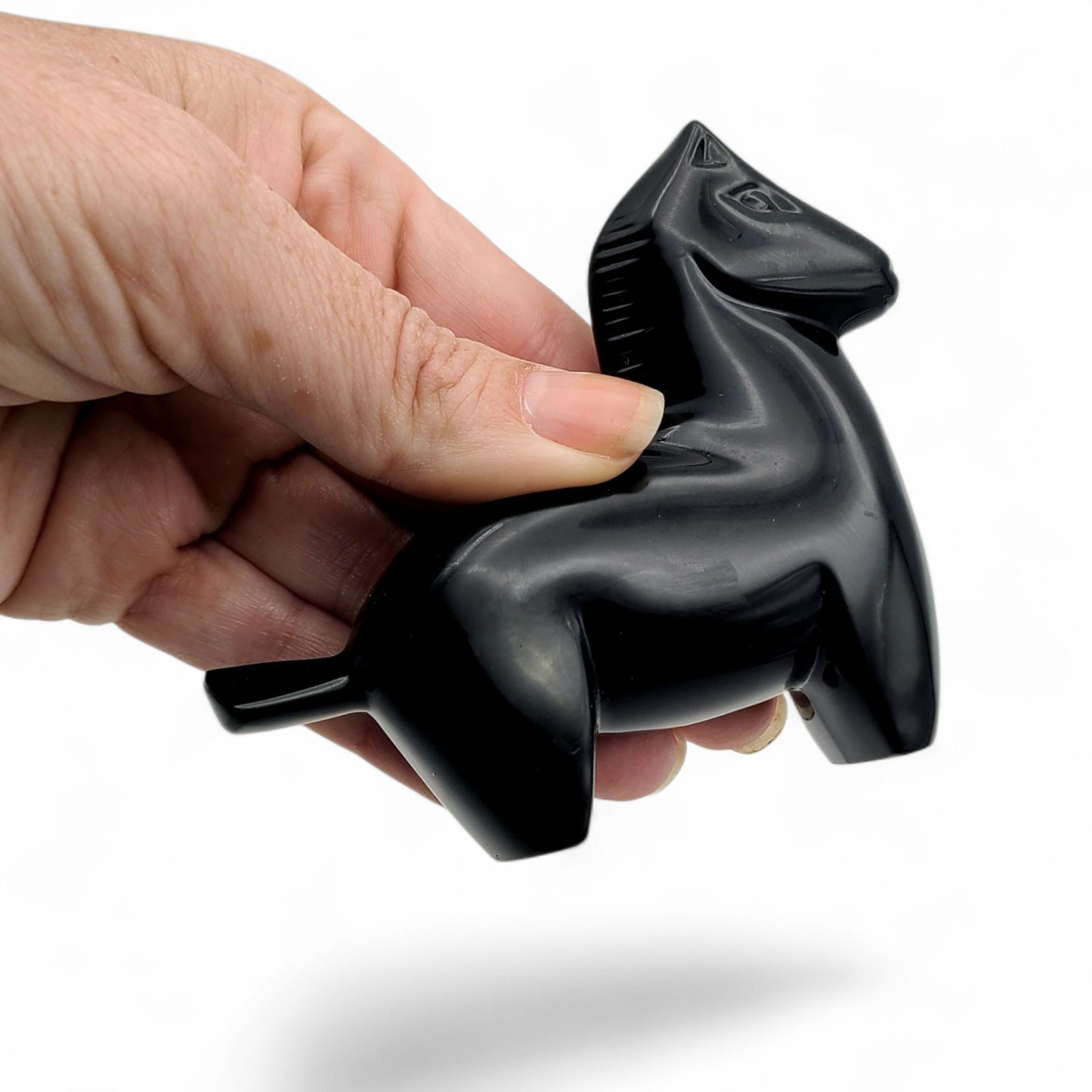 Baccarat Crystal Horse Black Stallion Figurine w/ Box Acid Etched Signed France