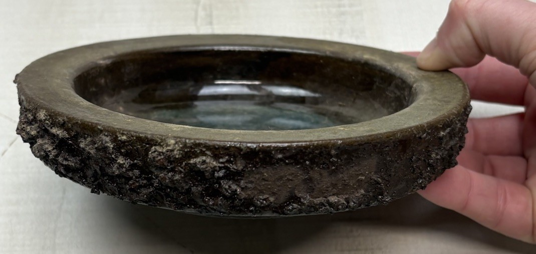 Glit Iceland Lava Pottery Ring Dish/Trinket Bowl/Ashtray/Tractor Wheel. 6.5″d.