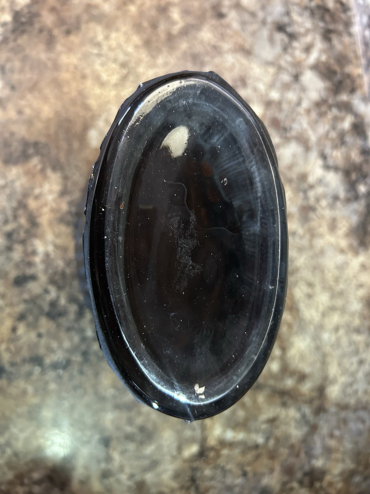 Black & Gray Mosaic Oval Vase w/Shiny Iridescent Glass On Clear Glass 10” High