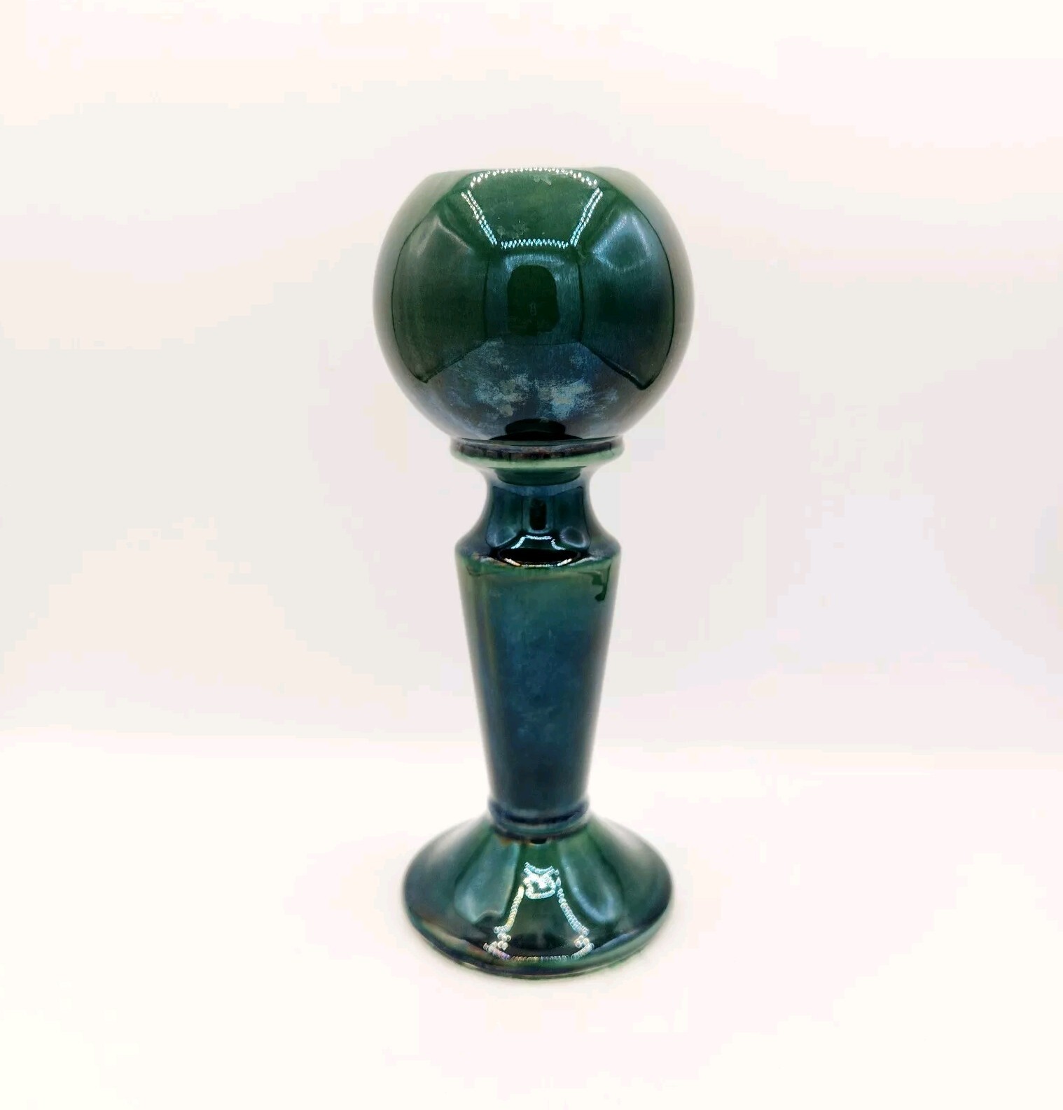 RARE Hull Art Pottery Continental Evergreen F-433 Vase TORCH Ball Top Pedestal
