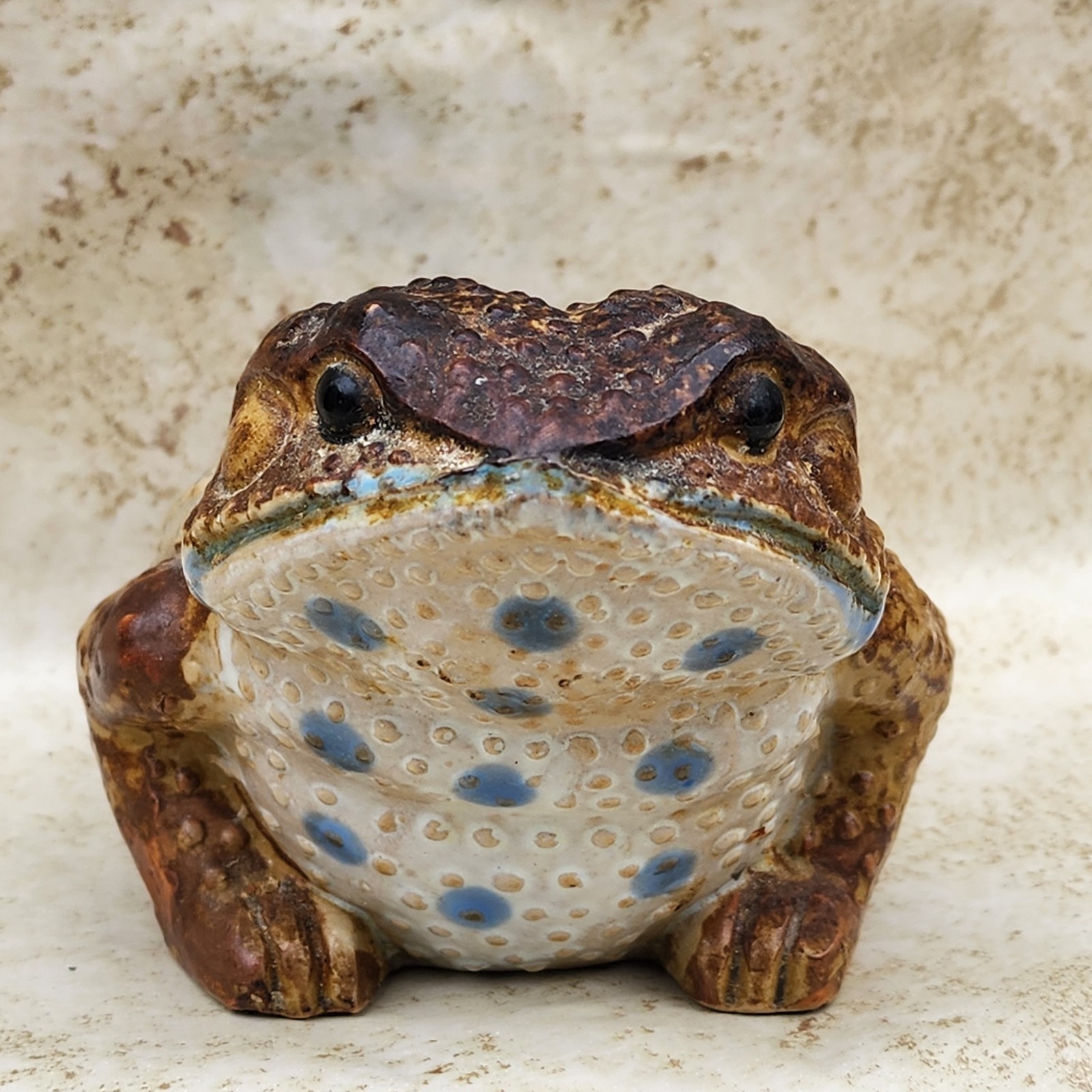 Realistic Vintage Real Art Pottery Garden Frog Sculpture Statue Matte Approx. 6″