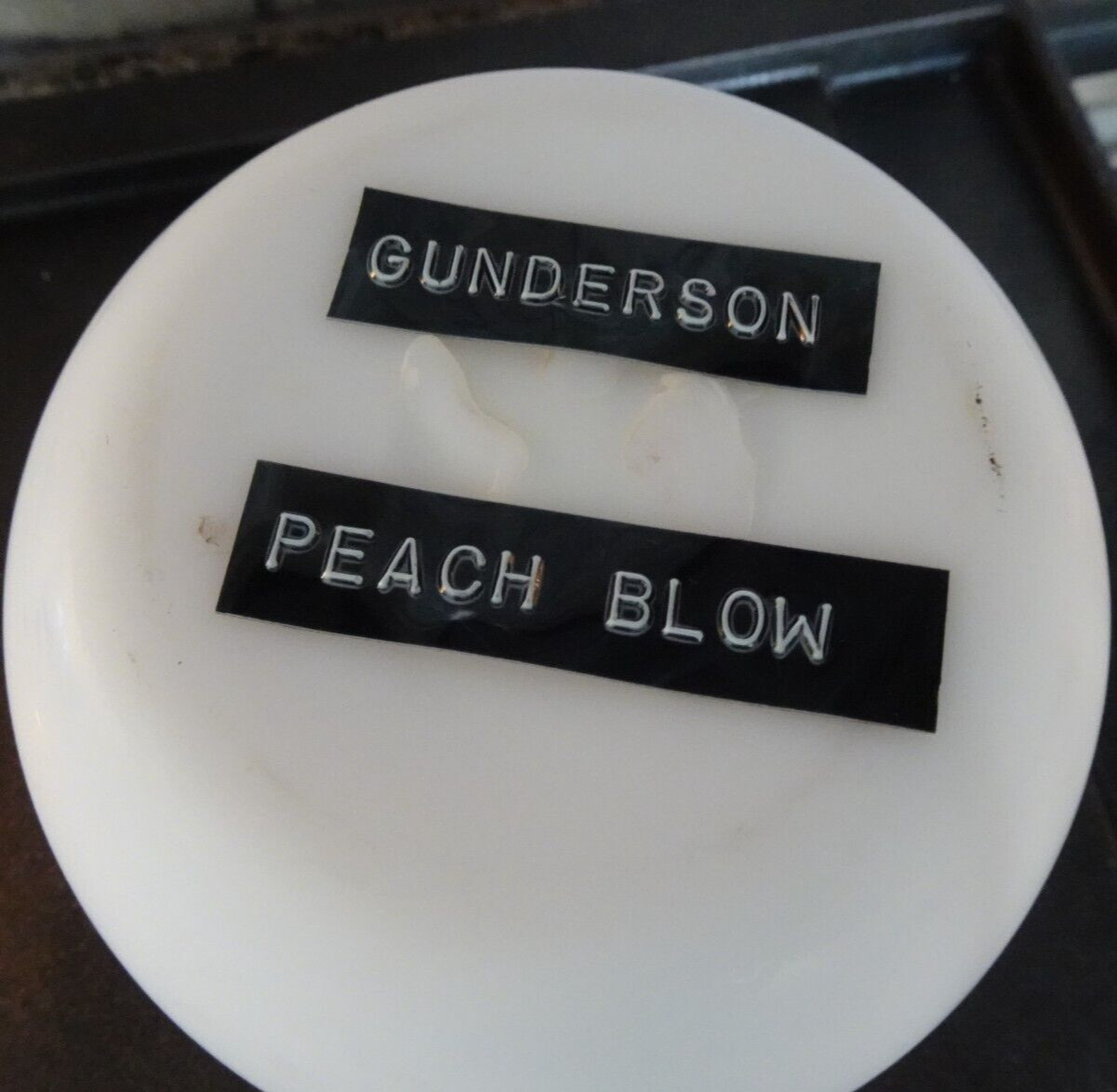 Vintage Gunderson Pairpoint Art Glass Peach Blo White Matte Vase