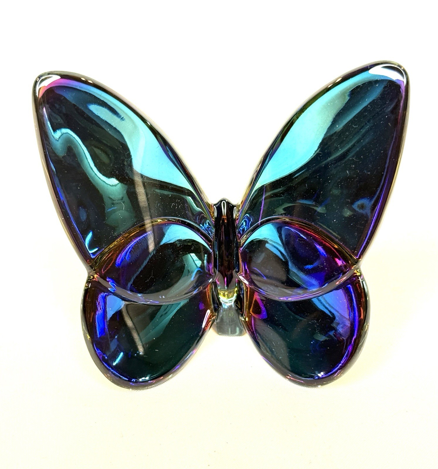 Baccarat Papillon Crystal Lucky Butterfly Dark Blue Purple Iridescent Scarabee