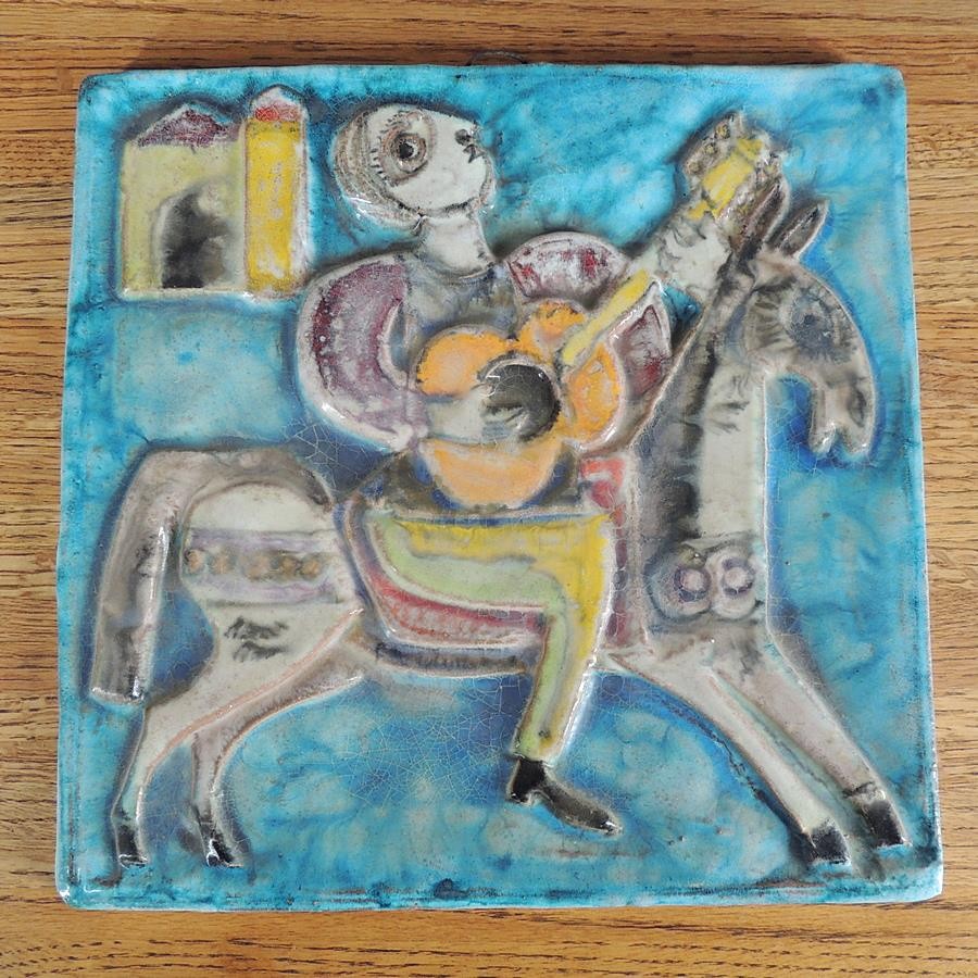 Giovanni De Simone Italian Cubist Style Art Pottery High Relief MCM Wall Tile