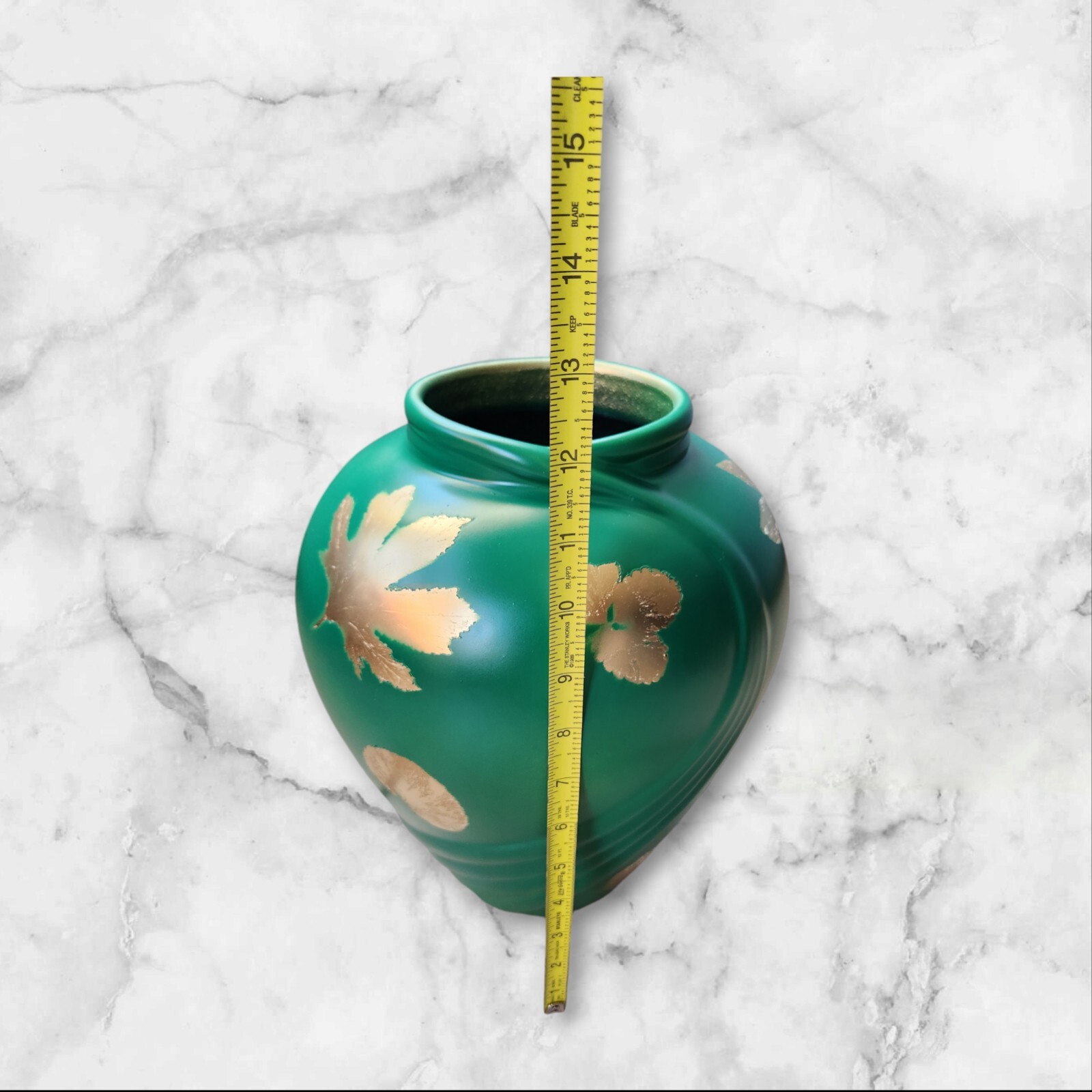 Hand Painted Glass Vase With Natural Leaf Design
