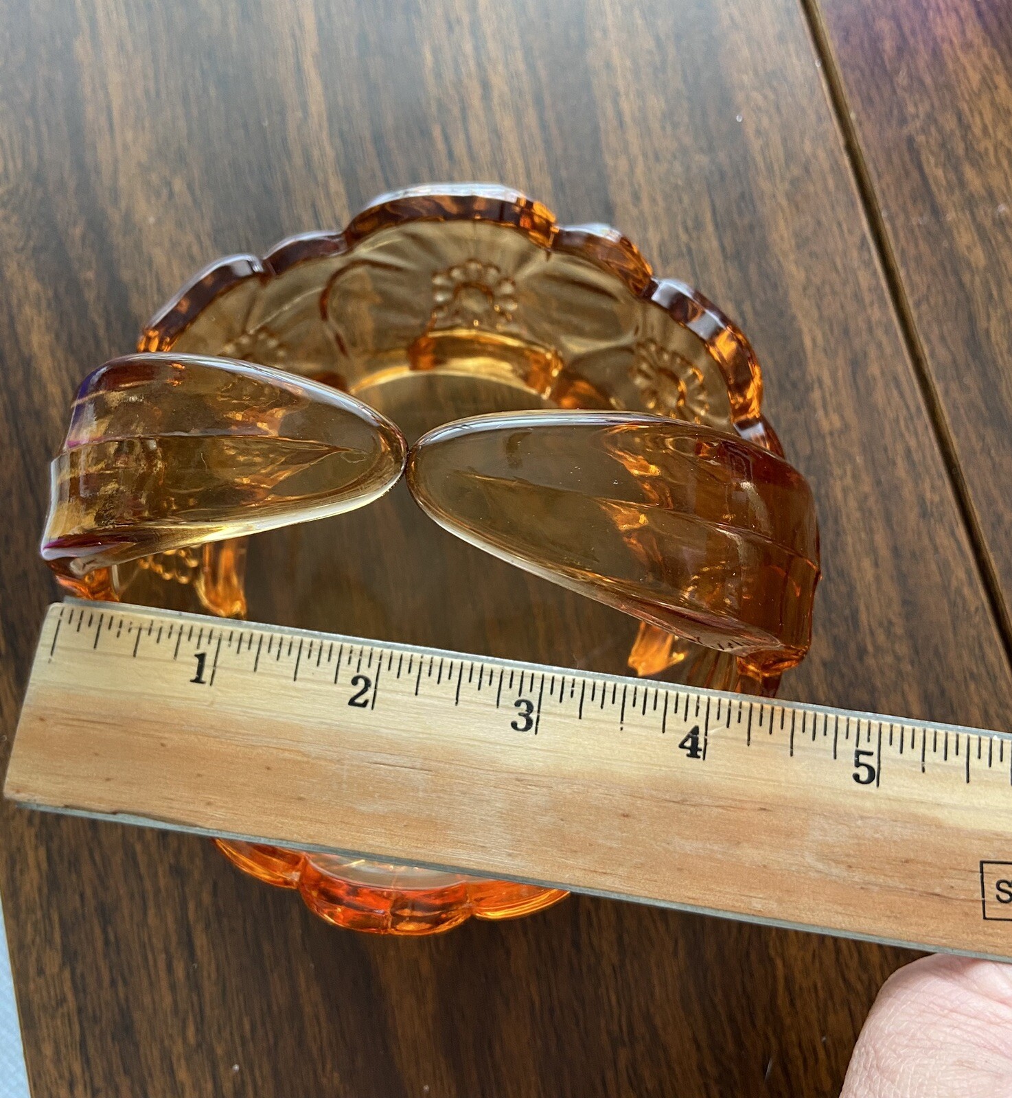 Westmoreland Amber Glass Candy Dish Split Handle Dogwood Basket EUC