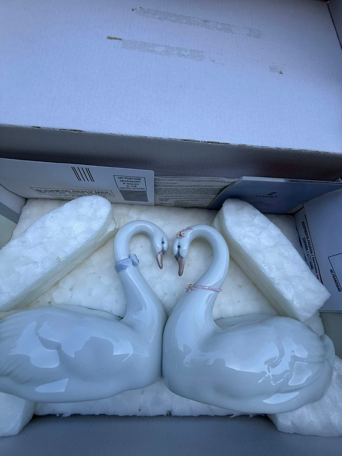 Lladró Endless Love Swan Figurine Porcelain Spain 1998 w/ Original Box 6585