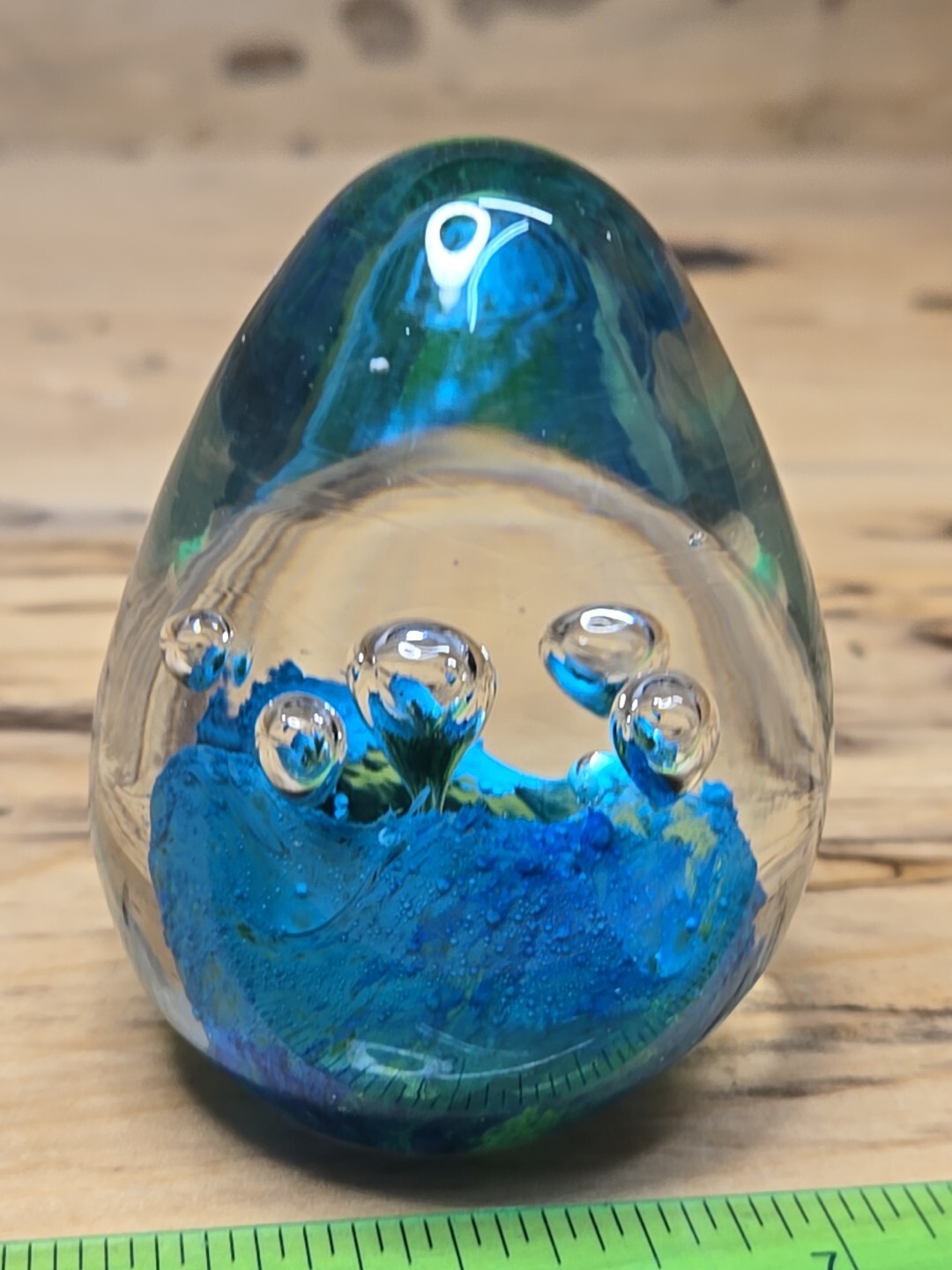 Art Glass Elegant Paperweight Water Ocean Theme W/ Suspended Bubbles G888