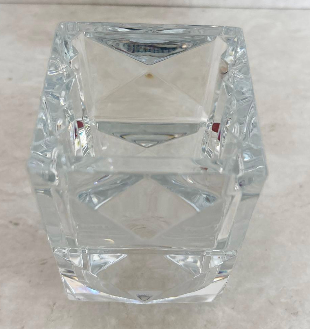 BACCARAT LOUXOR PENCIL BOX Crystal Flower Vase Clear Glass H10.8cm w/Box