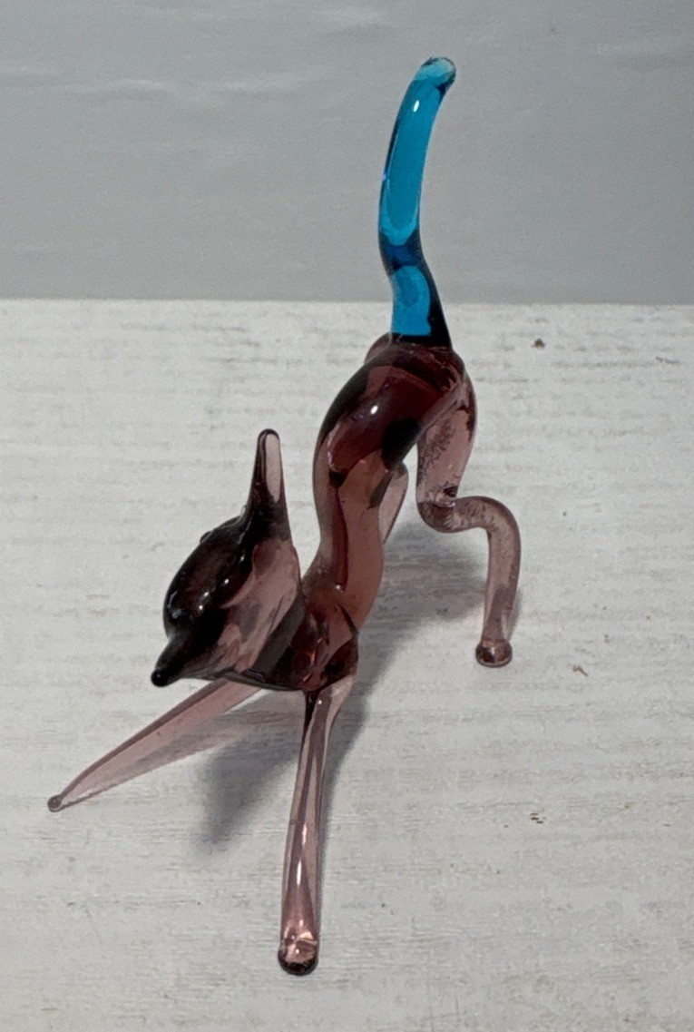 Blown Glass Cat Figurine 2.5″ Handcrafted Cat Lovers Unique 2.5″ READ