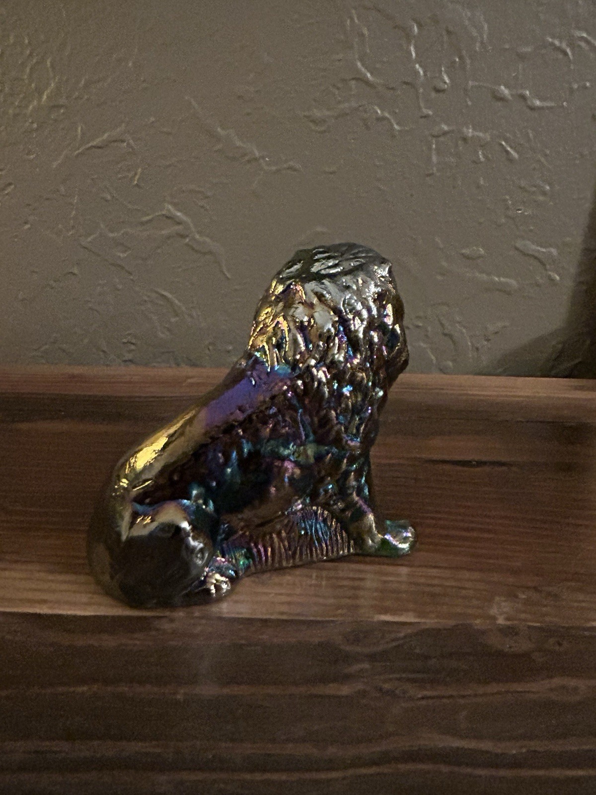 Mosser Green Carnival Glass Majestic Lion Figurine