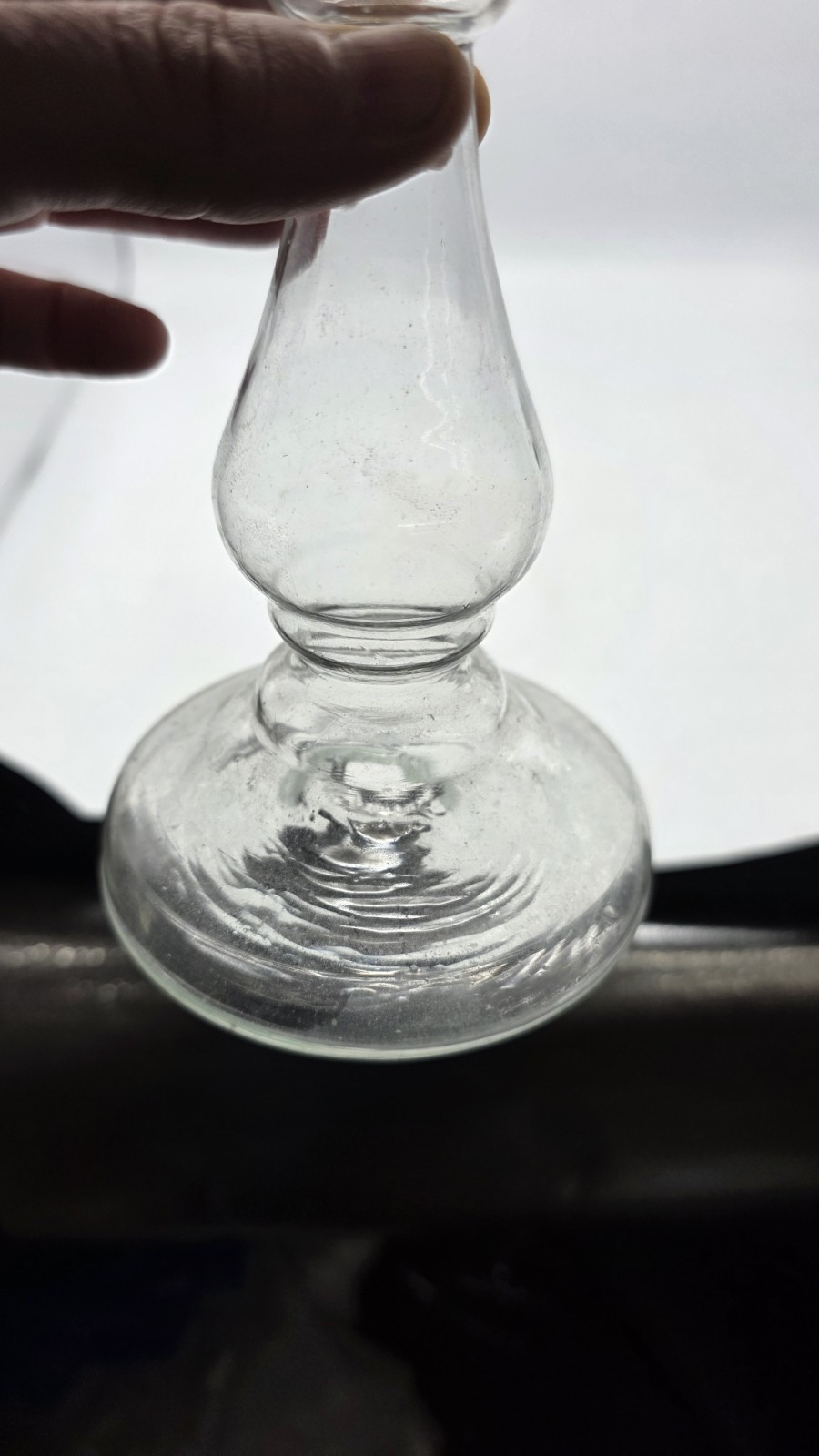 18th Century Free Blown Glass Hollow Candlestick Unusual Style Continental