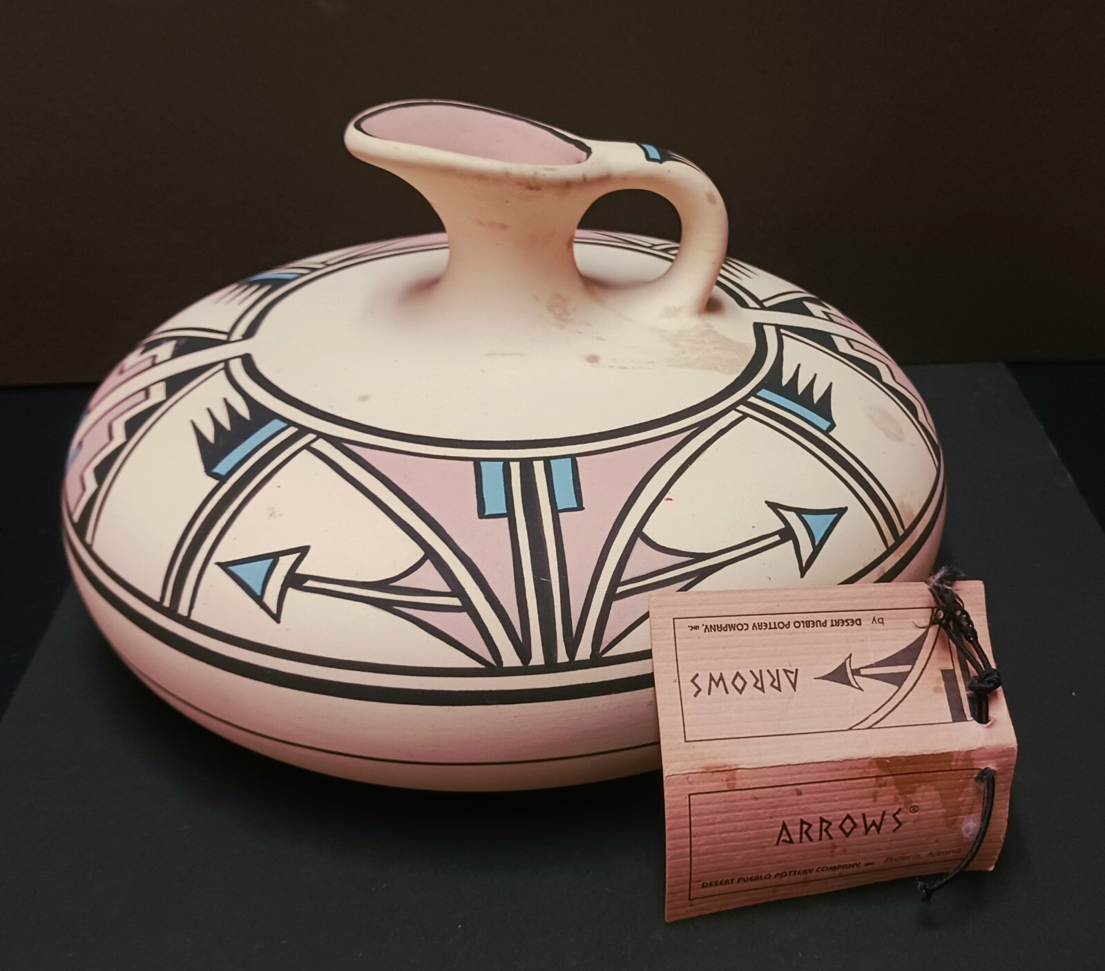 Vintage ” Arrows “Hand Painted Stoneware By Desert Pueblo Pottery. Unusual Piece