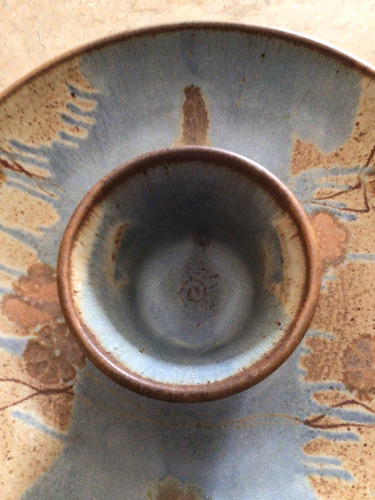Vintage Wishon Harrell Stoneware Chip & Dip Plate Muncie Indiana Studio