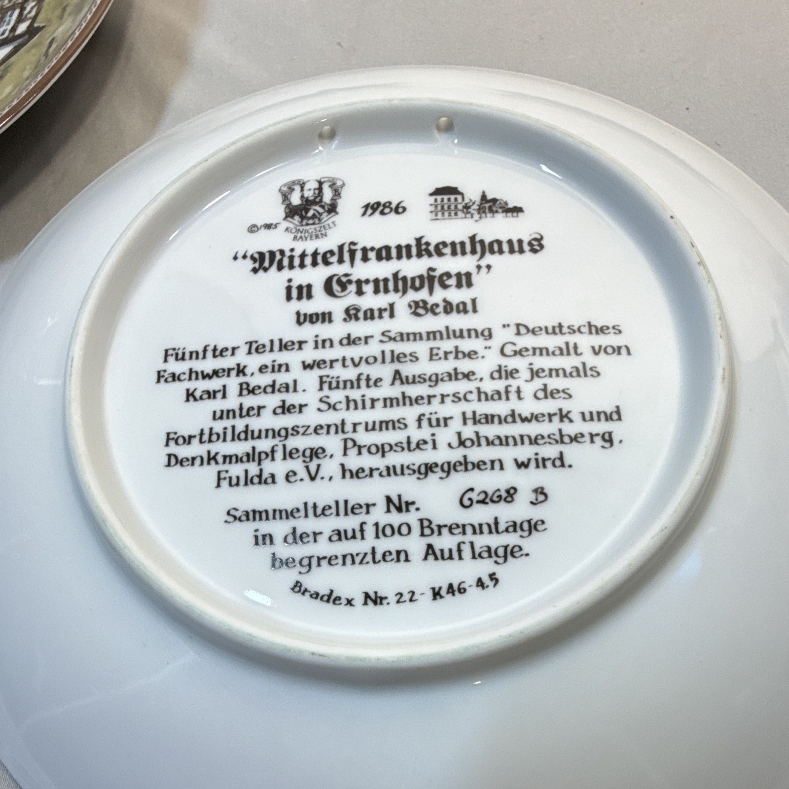 Vintage Set of 5 Konigszelt Bayern German House Plates Karl Bedal 1980s