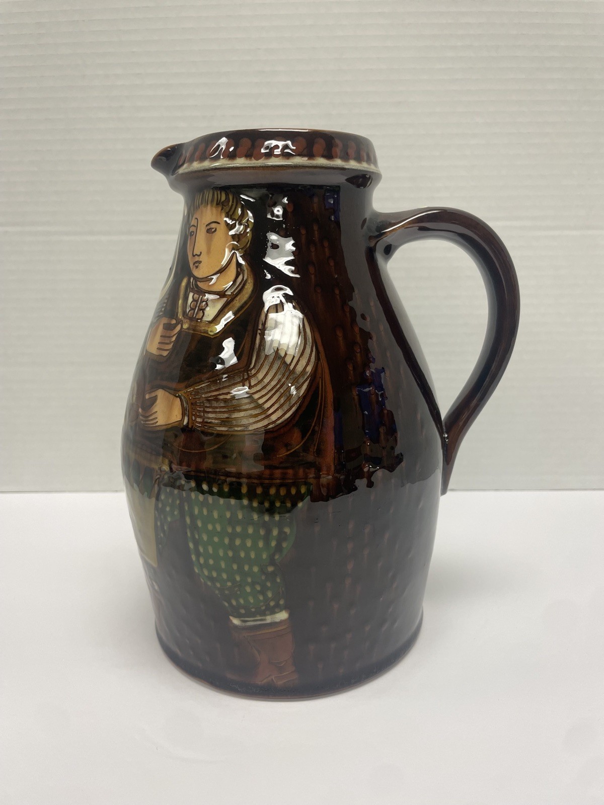 Hans Schneider, Steffisburg, Switzerland Folk Pottery Pitcher, Signed Preowned