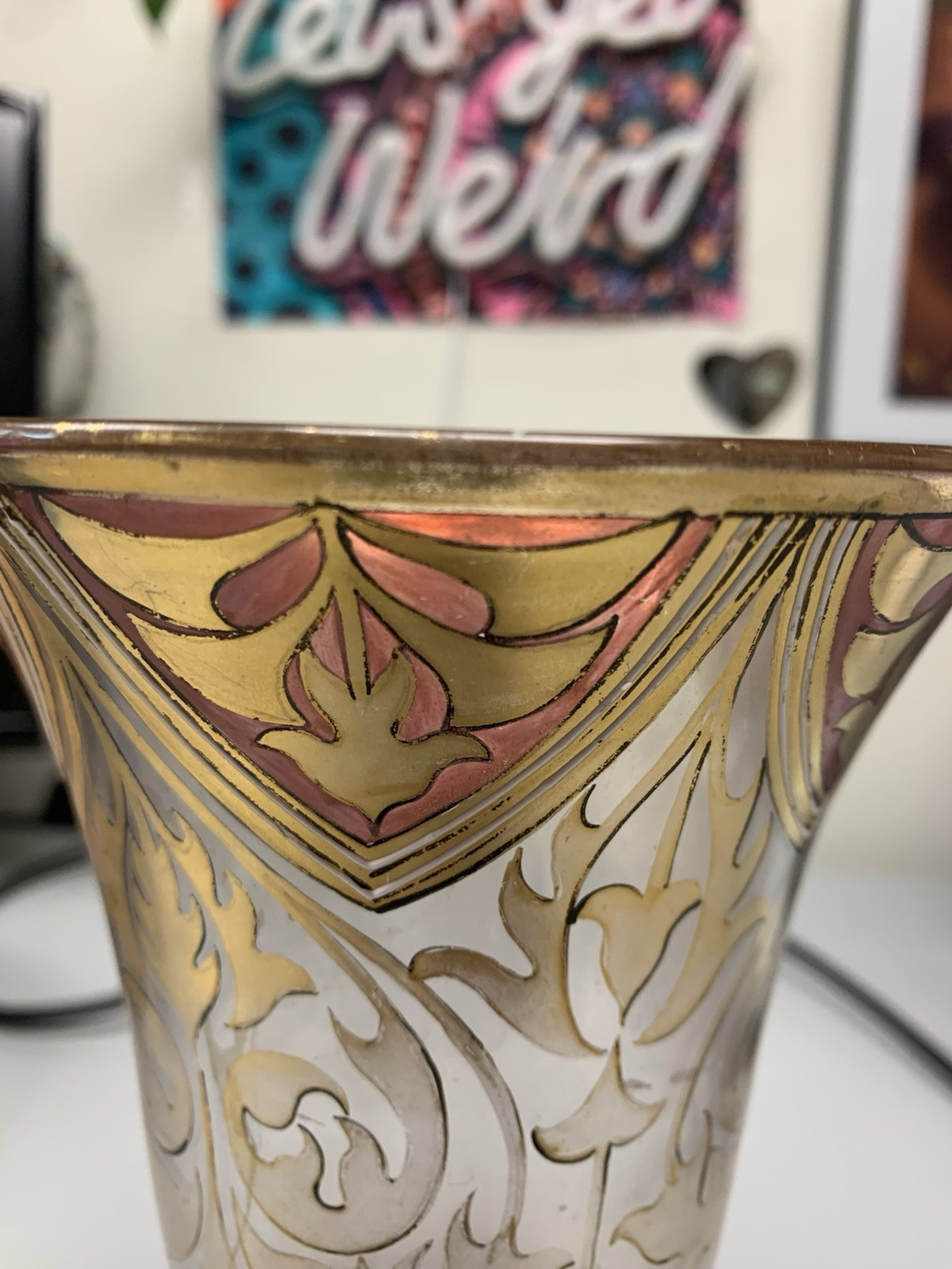 FRITZ HECKERT ART NOUVEAU GLASS VASE Marked “FH. 490/10. 1189.”