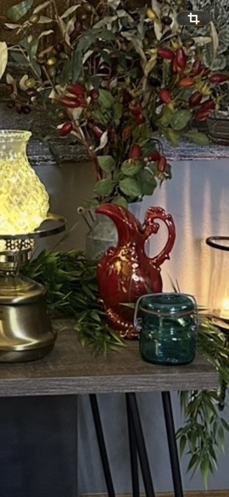 Vintage Ruby’s Suburban Ceramics Red Gold Drip Glaze Ewer Pitcher 1978 (8.5”x4”)