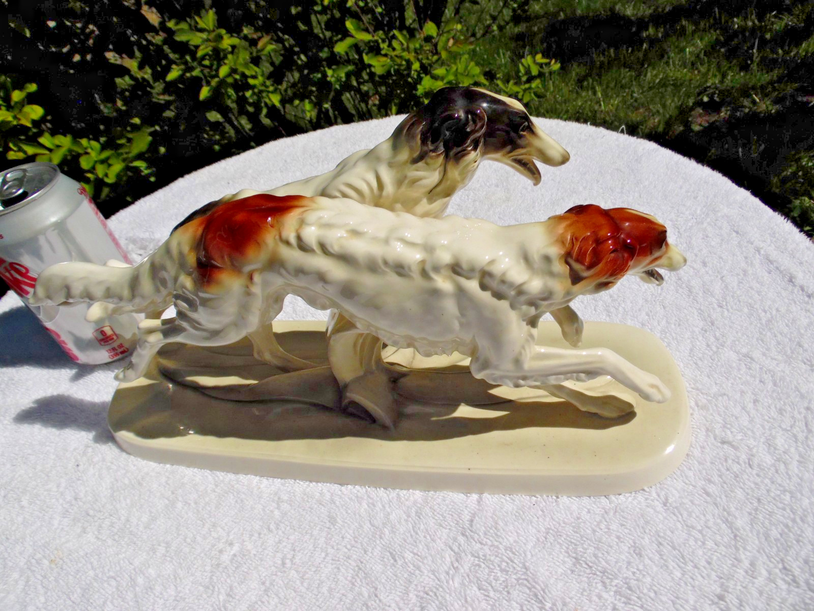 Stunning Vtg. Antique Hertwig German Porcelain Borzoi Greyhound Dogs Figurine