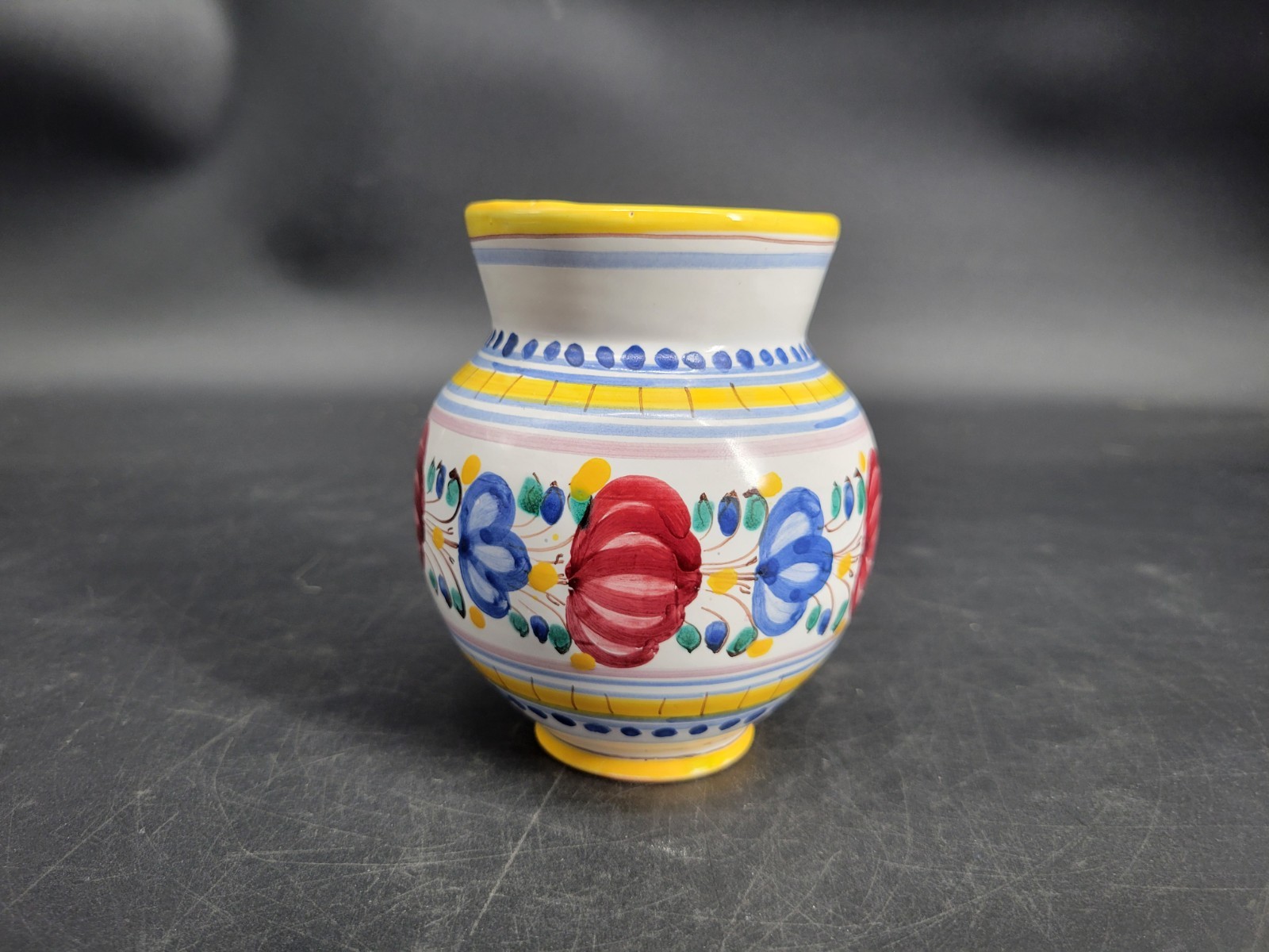 Small Handmade Floral Pottery Vase 4.5 Inches Tall Signed By the Artist