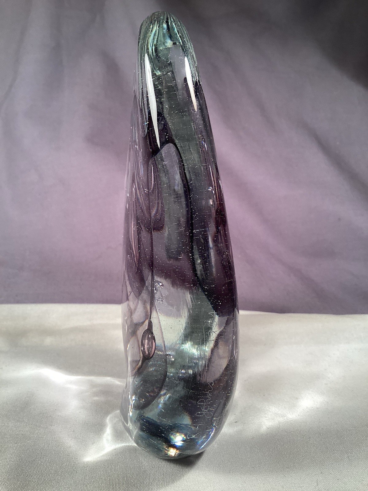 1984 Signed R. H. Johnson Studio Art Glass Paperweight Dichroic Purple Beauty