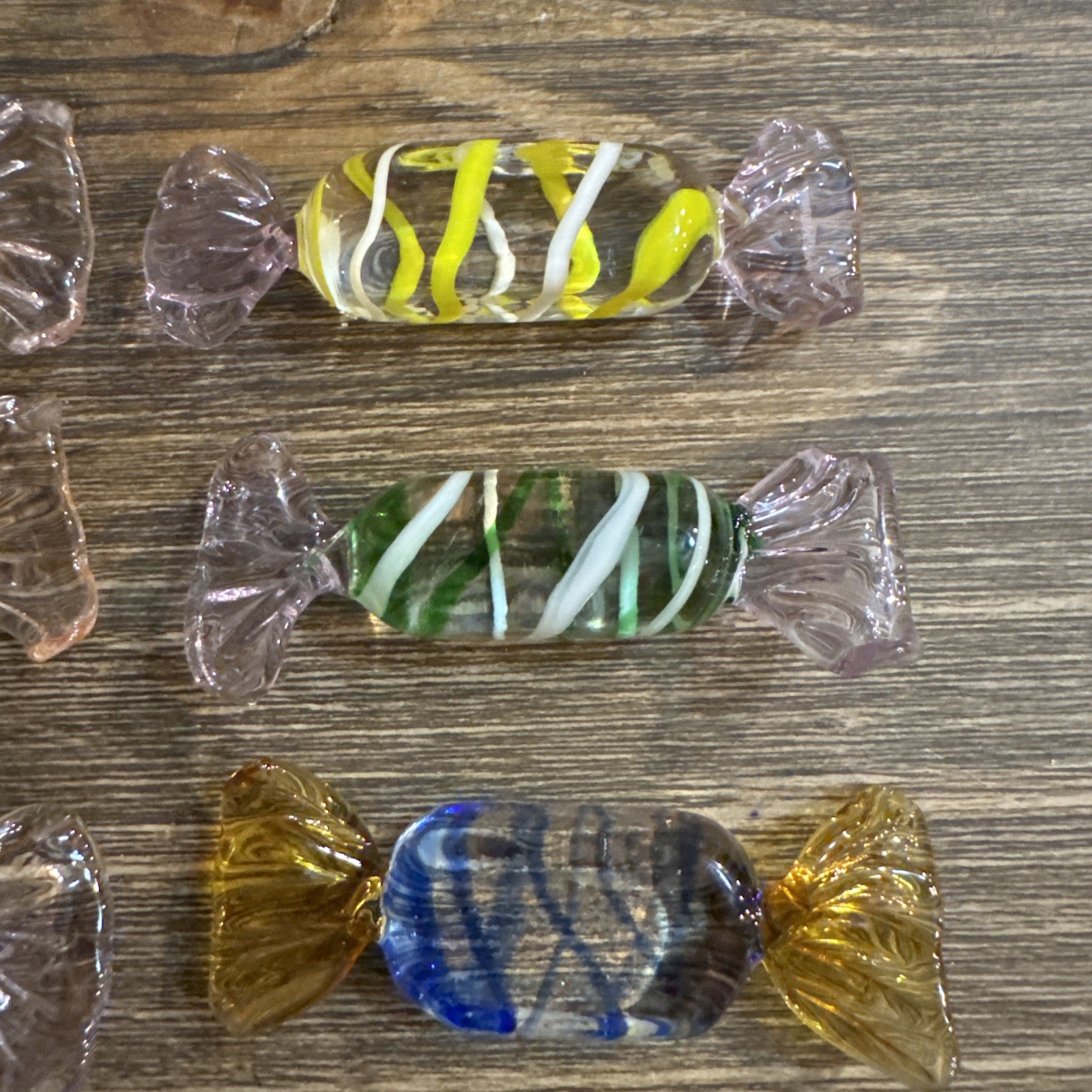 Art Glass Hand Blown Colorful Twist Decorative Candies LotOf 12 Smooth Quality