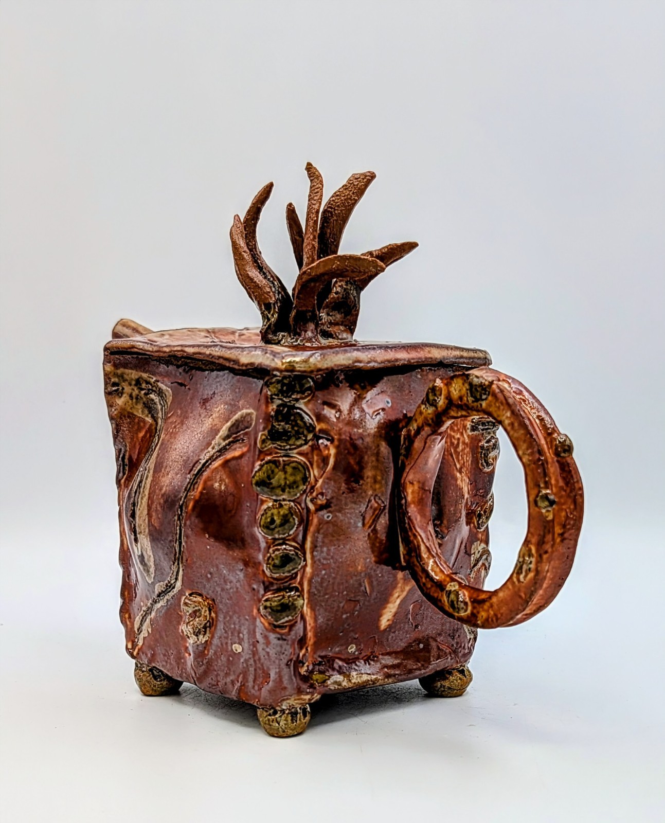 Signed Studio Pottery Lidded Teapot Sculpture Art Pottery Vessel 7″ Handmade