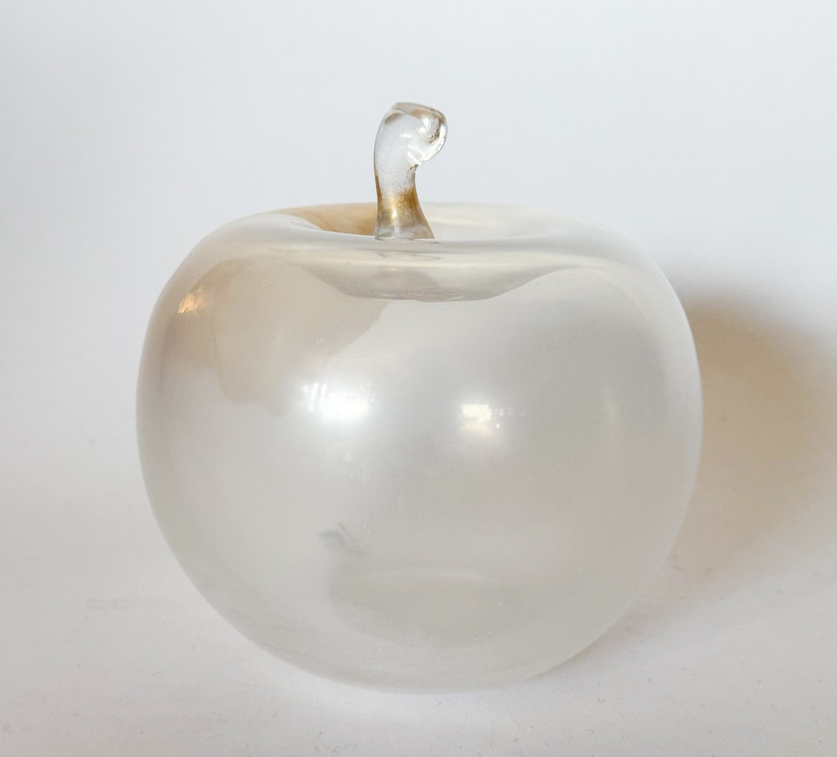 1960s Enormous Livio Seguso Murano Gold-Accented Apple Blown Glass Sculpture