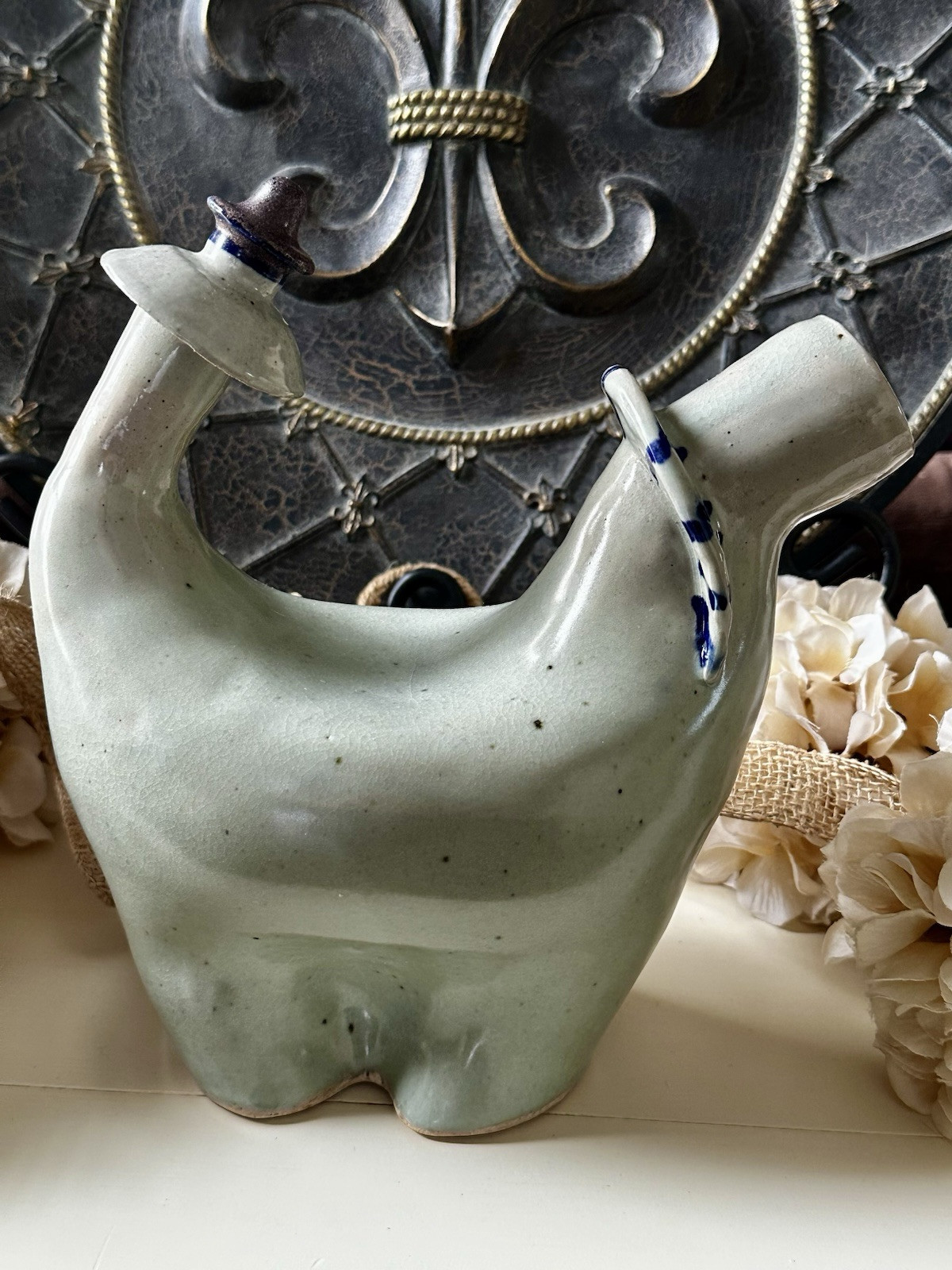 VTG Handmade Artist Signed Studio Pottery Art Stylized Animal Figurine Vessel