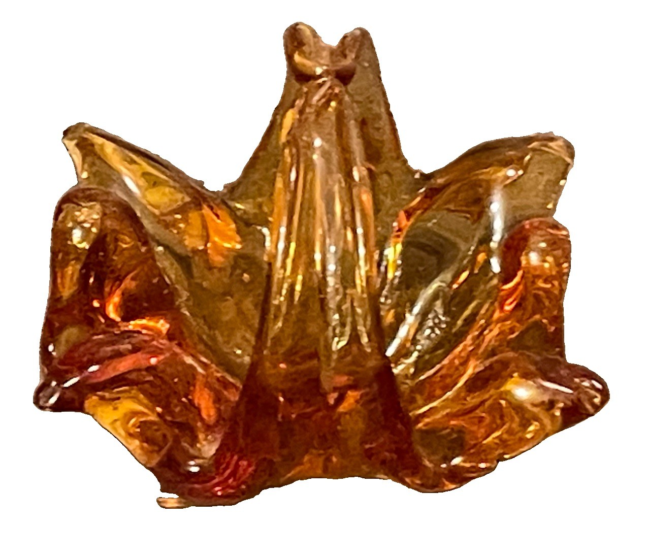 Vintage Chalet Art Glass Bonbonniere Basket Dish Amber Glass 3.25” x 2.5” Canada