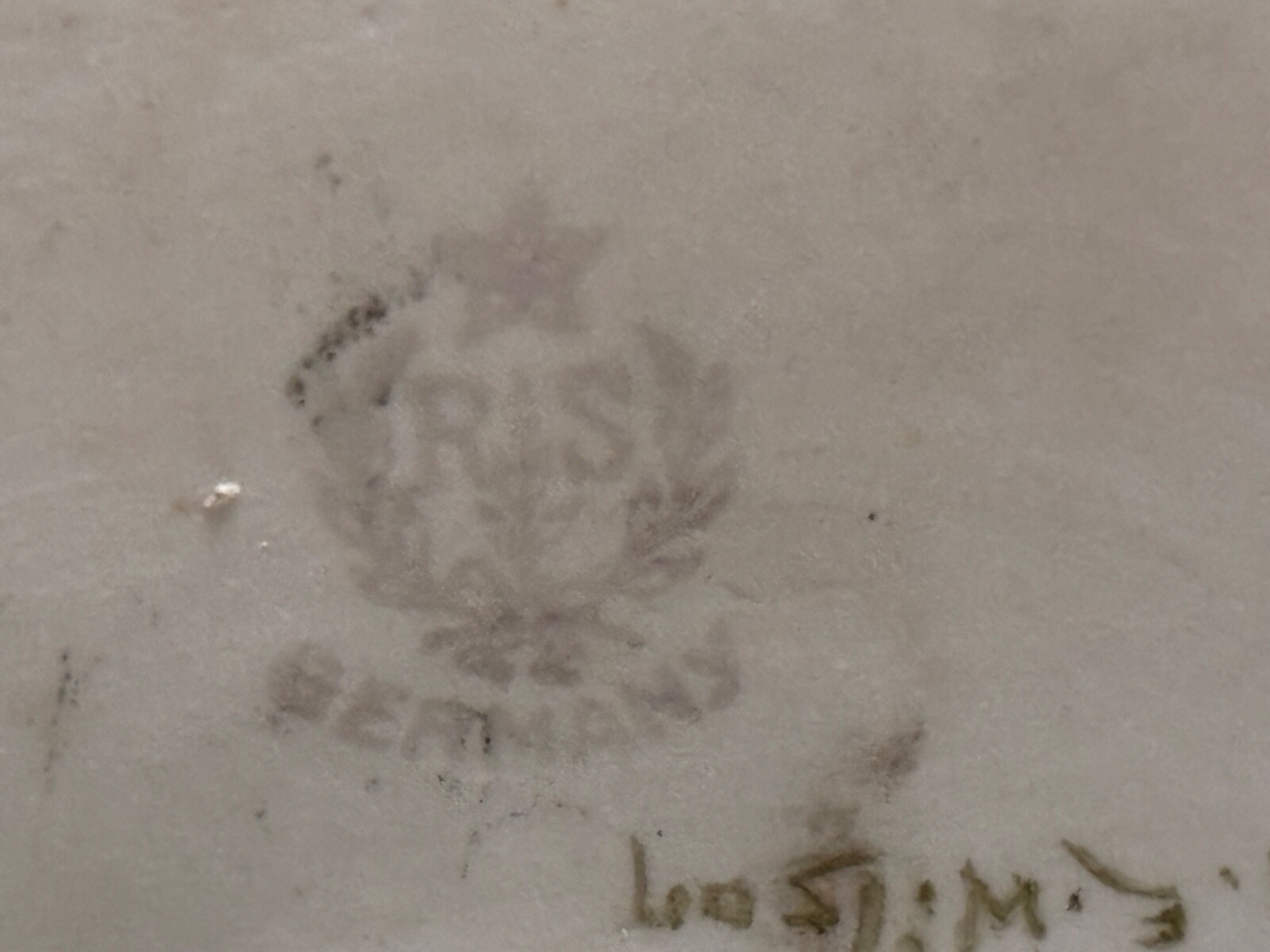 RS Germany Porcelain Stamp Box Vintage Hand Pntd Lid Signed Iridescent Interior