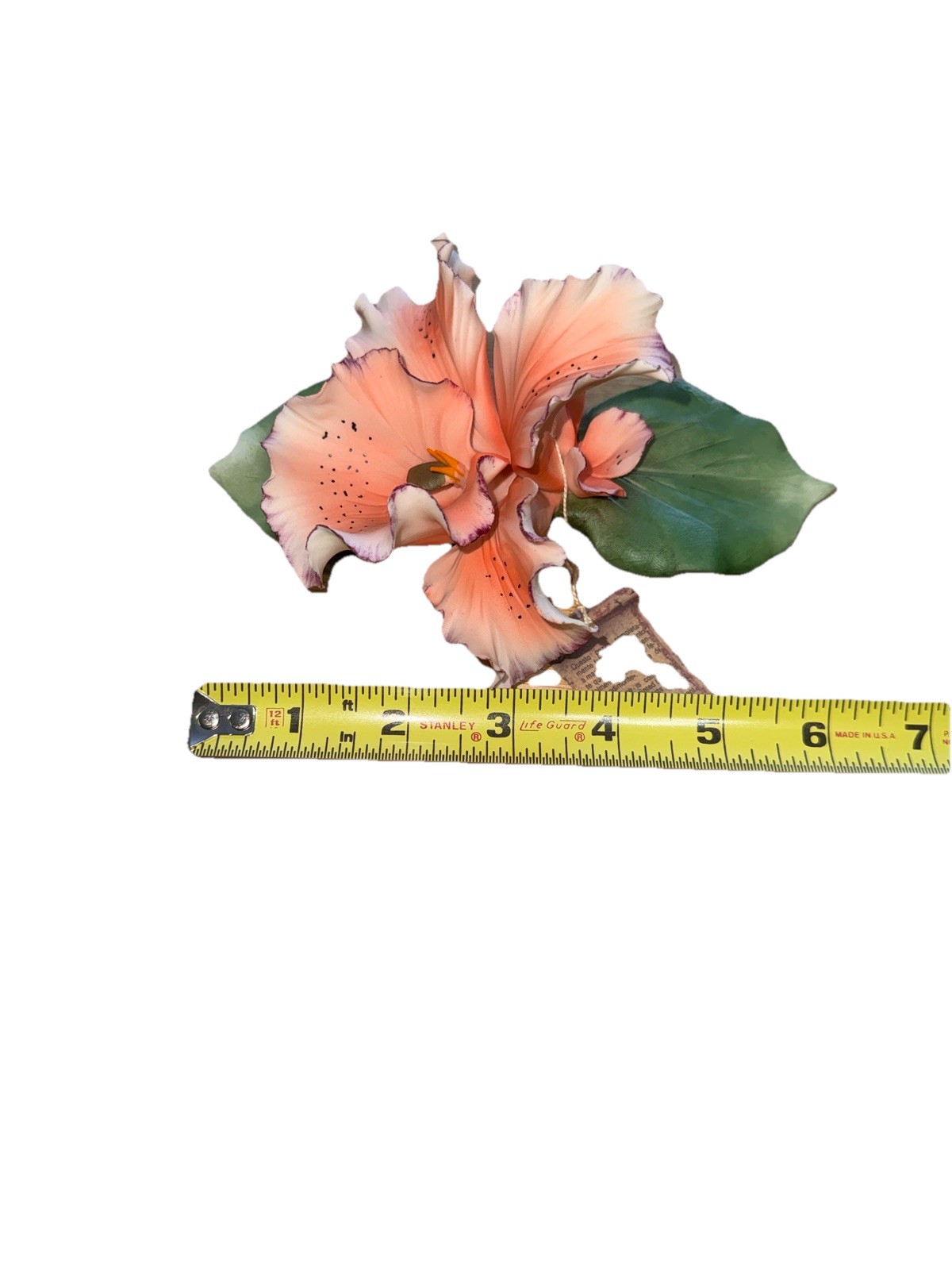 Vintage Capodimonte Porcelain Flower Orchid Peach Purple White Handpainted