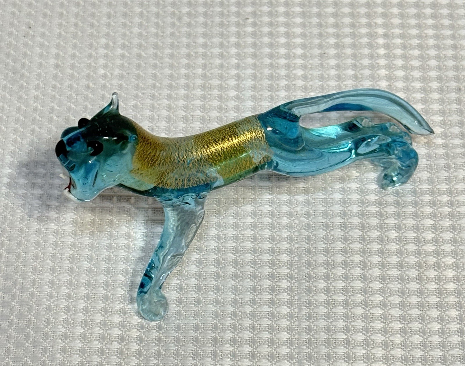 MCM Vintage Murano Glass Slinking WildCat * Made in Italy * RARE * Tail Chip