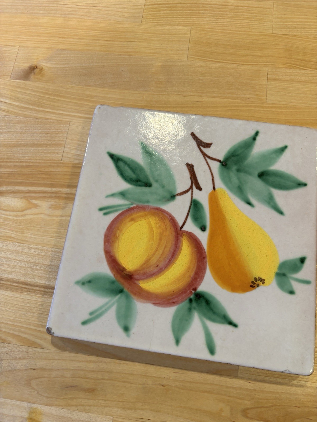 Decorative Tile Trivet Made In Italy Fruit Design Pattern Motif Approx 8” X 8”