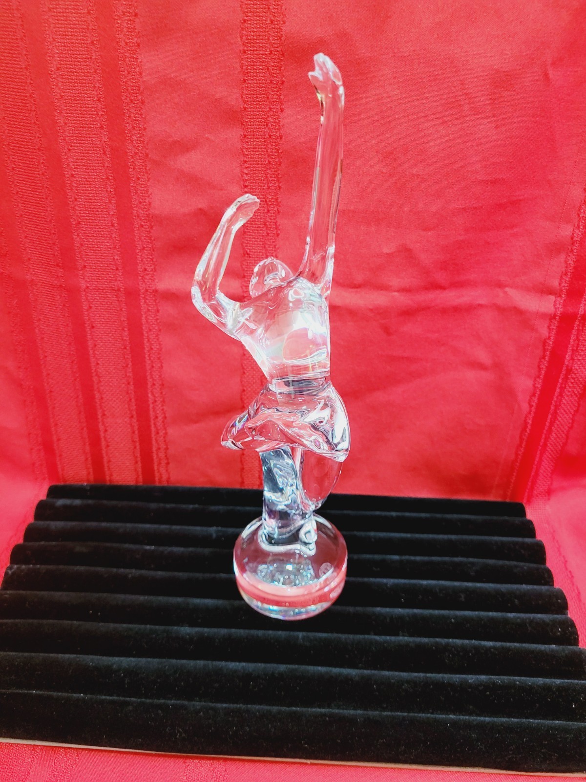 Baccarat France Crystal Ice Skater Lady Figurine Sculpture 11.75″ Signed