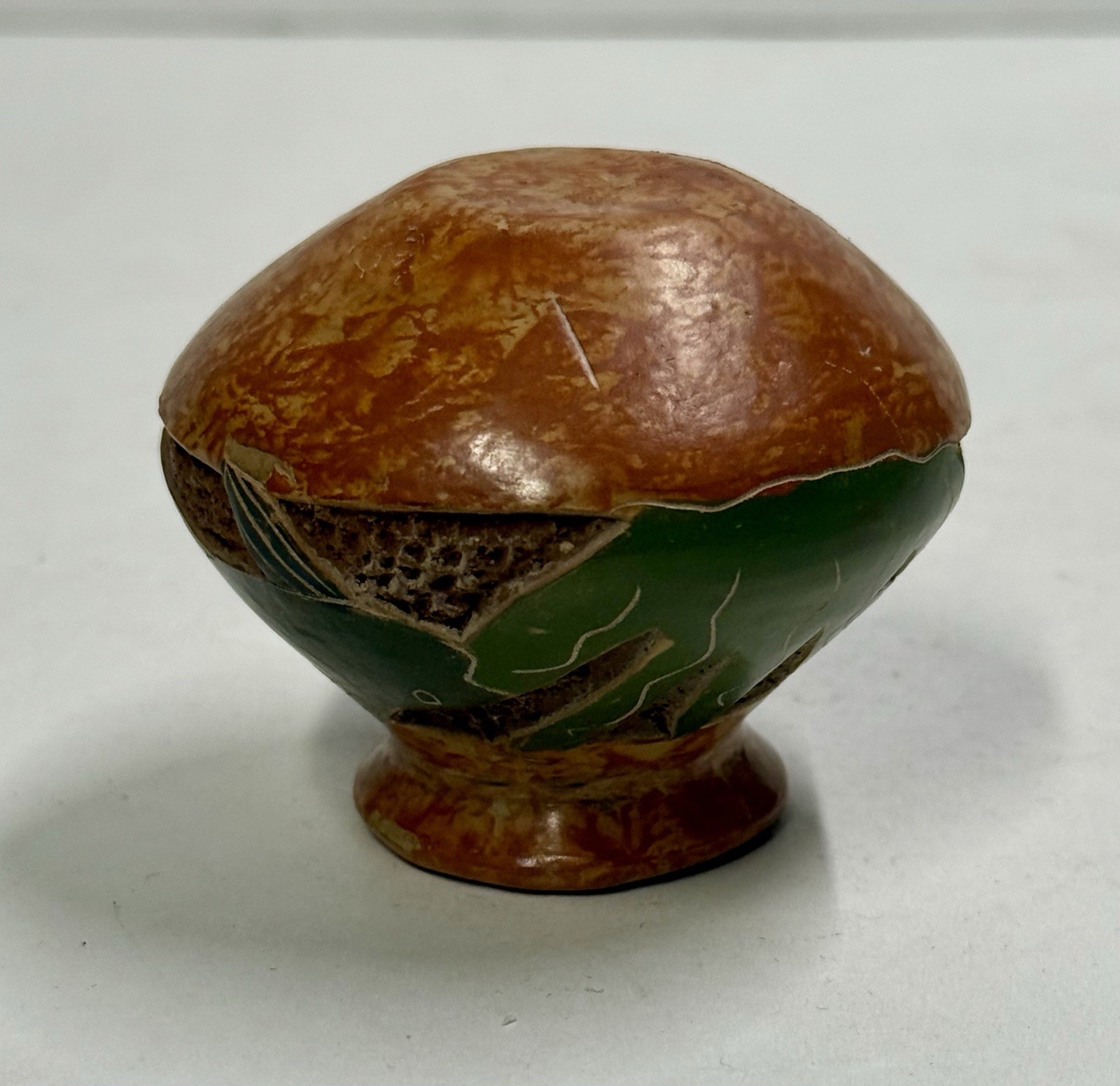 Nicaraguan Style Folk Art Redware Mini 2” Pottery Vase Fish Motif Hand Crafted