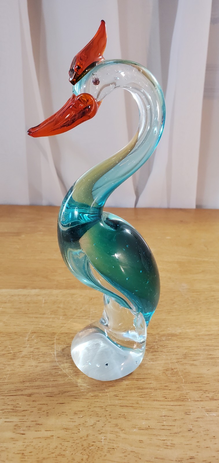 9.25″ Blue Heron Crane Bird Art Glass Murano Style Figurine Paperweight 1.5 lbs