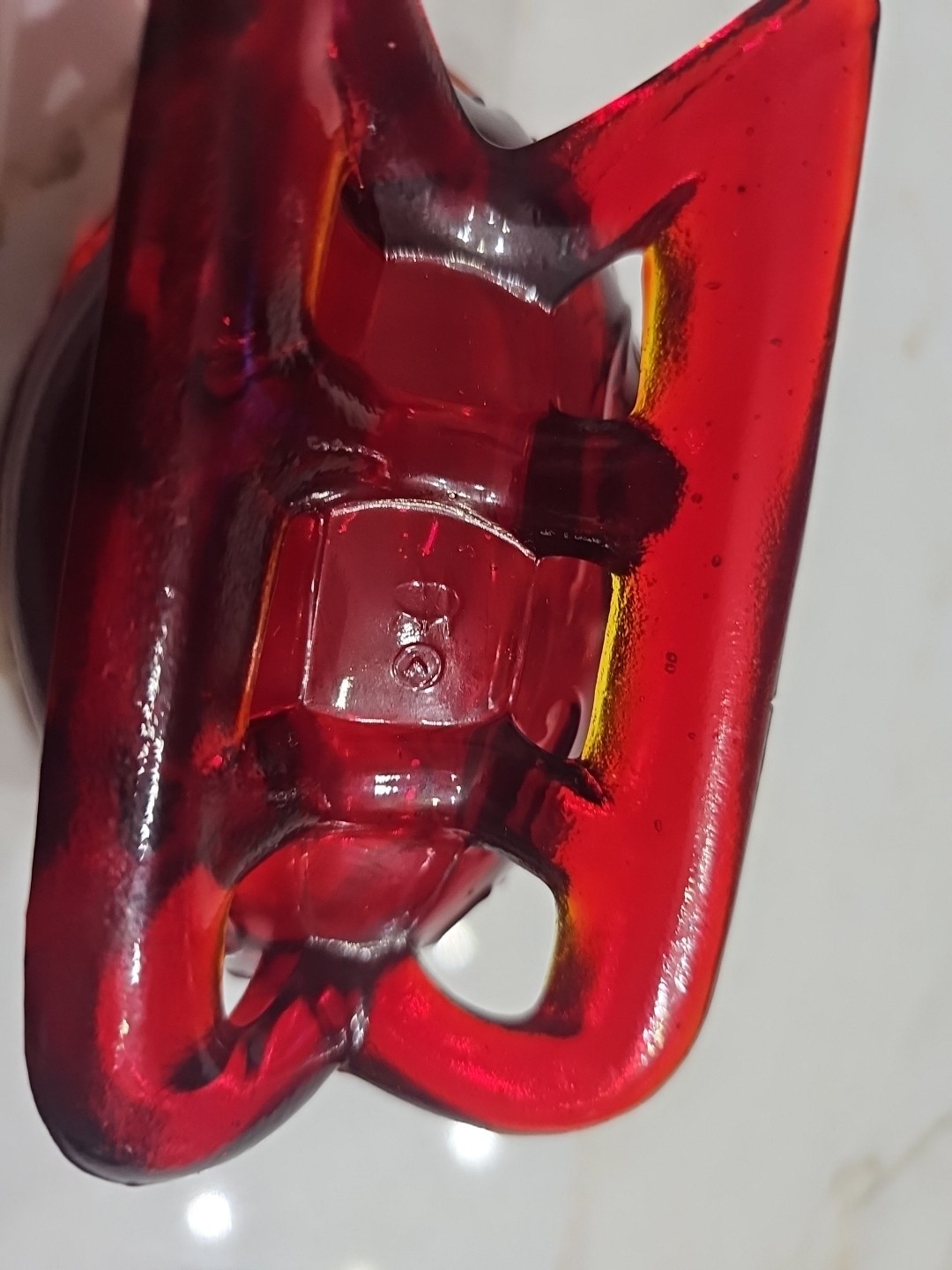 Mosser Ruby Red Santa Sleigh Candy Dish Christmas Holiday USA 5” Marked With M
