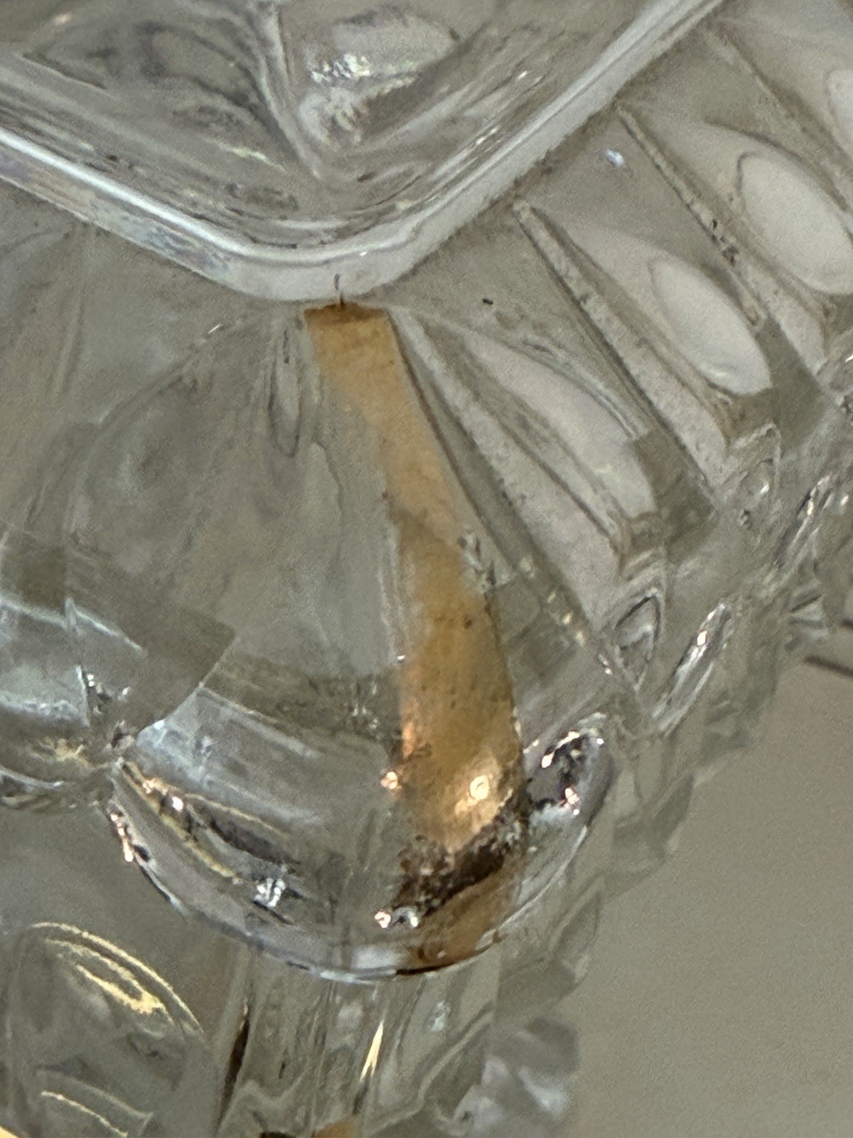 Vintage Jeanette Glass Wedding Cake Box Clear Gold Decoration Candy Dish Small 1
