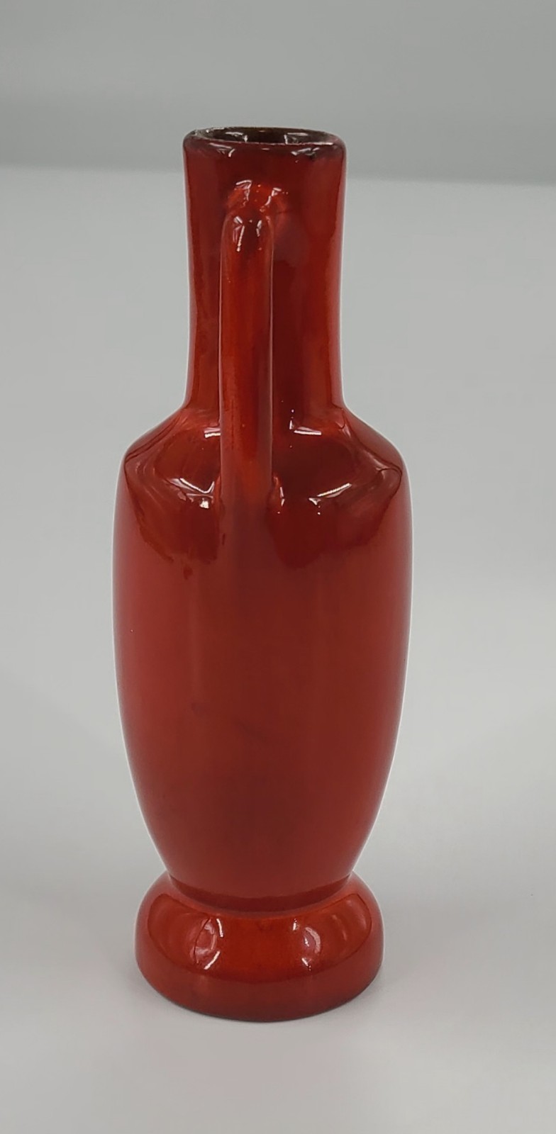 VTG 1980s Frankoma Pottery #20 Handmade Orange Double Handled Bud Vase 6.5″