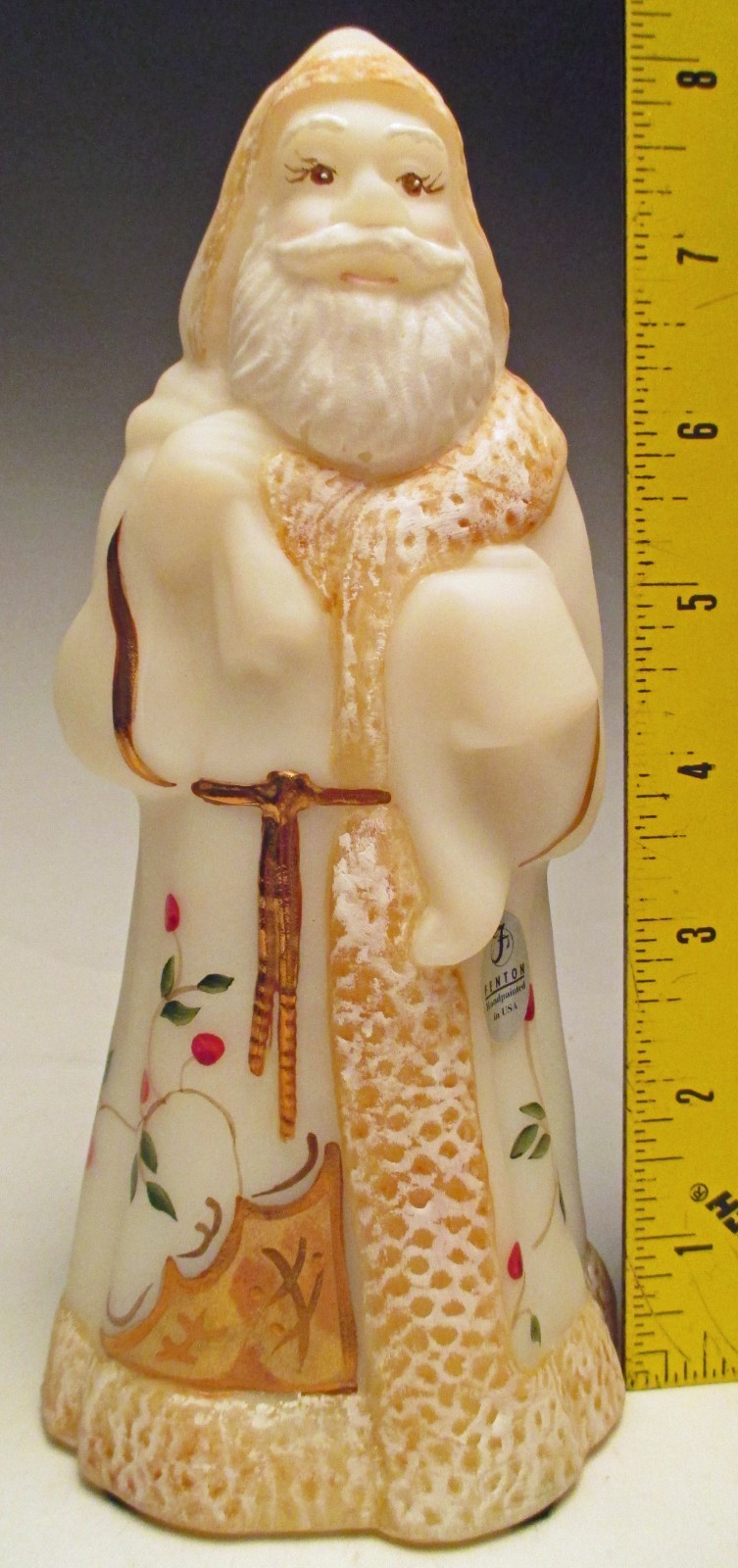 Fenton Art Glass Twining Berries #5299JX Christmas Santa Claus Hand Painted 1998