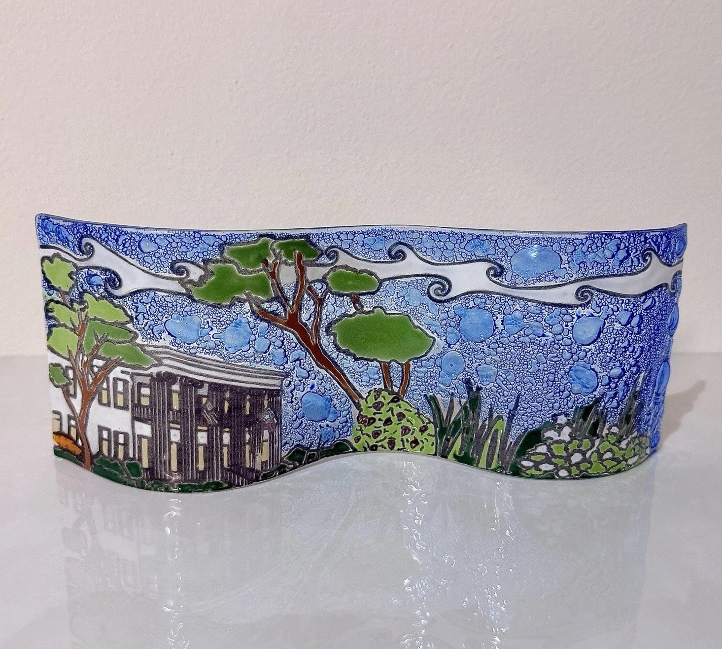 Pampeana Fused Art Glass Wave Panel Hand Made Landscape Decor