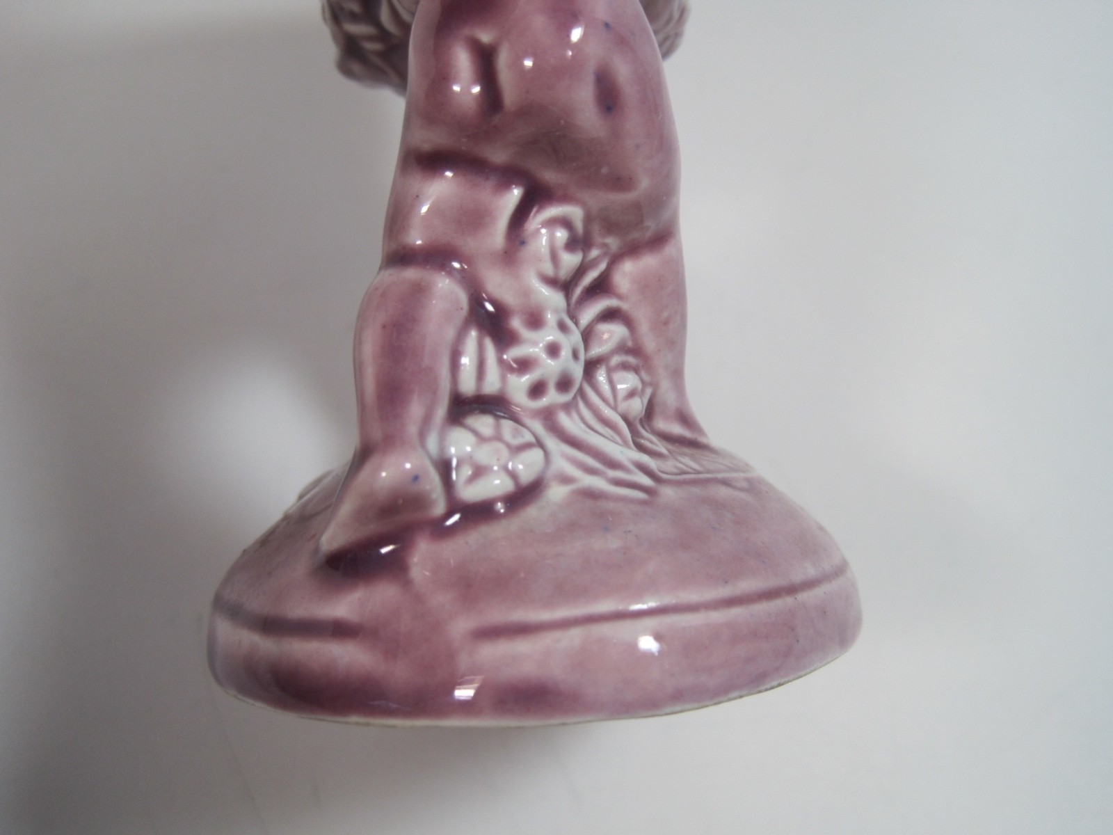 Vintage Ceramic Cherubs Angels Flowers Pink Spill Vase Germany 6″ H