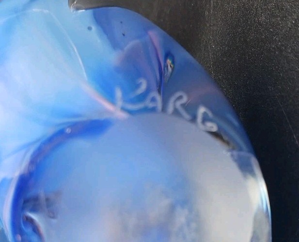 Jim Karg Signed Studio Art Abstract Glass Paperweight Periwinkle, Lavender, Blue