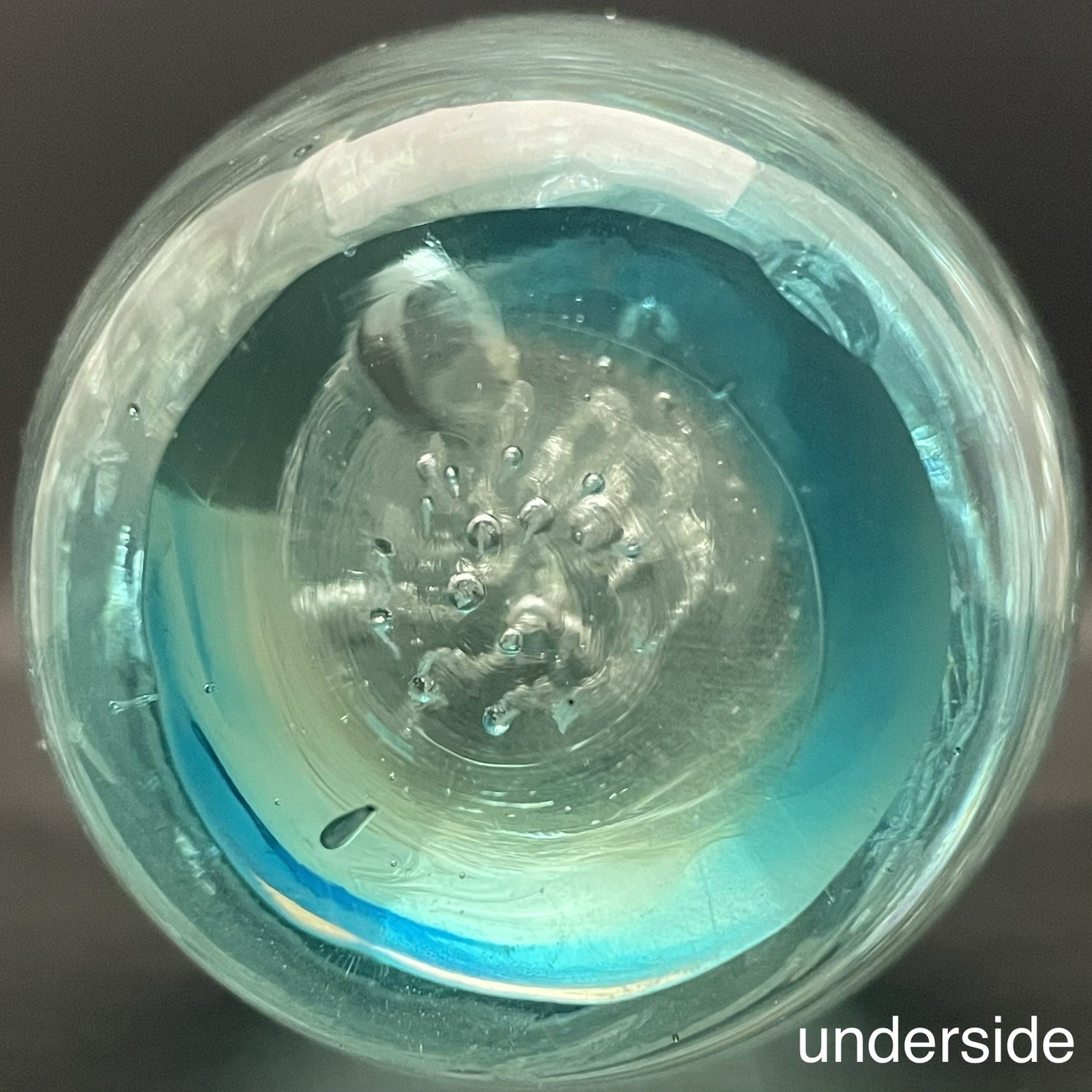 Murano UV Reactive Zinc Sulfide Hand Blown Jellyfish Paperweight Italy 4.5″ tall
