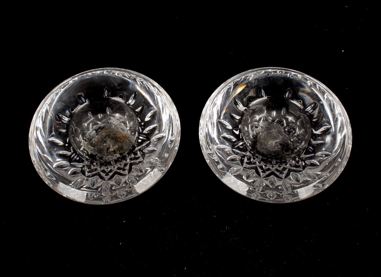 WATERFORD Crystal Lismore Essence Tea Light Votive Candle Holder PAIR OF TWO 2
