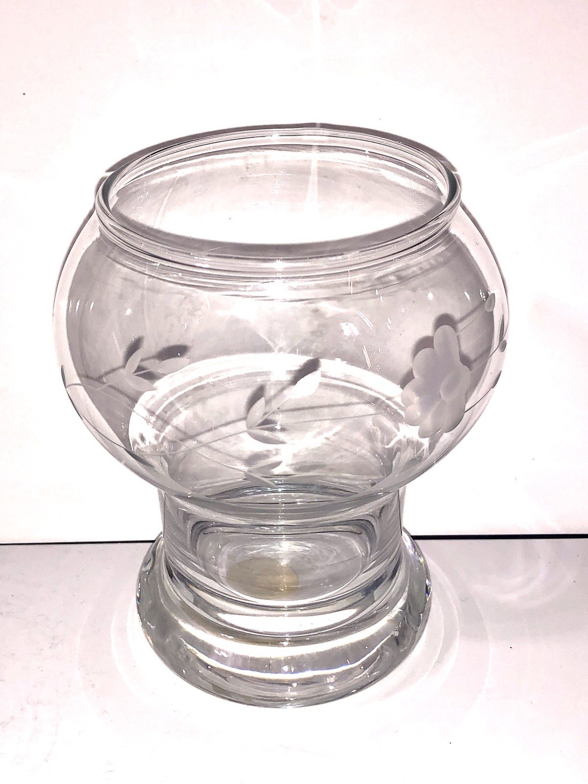 Vtg Princess House Heritage Pattern Votive Candle Holder Crystal Clear Glass 4”
