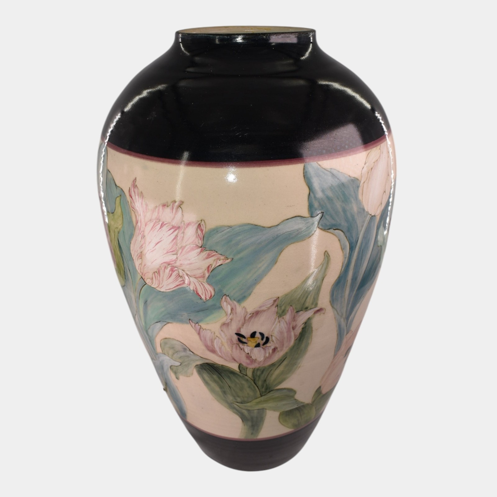 Santa Barbara Ceramic Design Art Pottery Hand Painted Massive Lamp Vase
