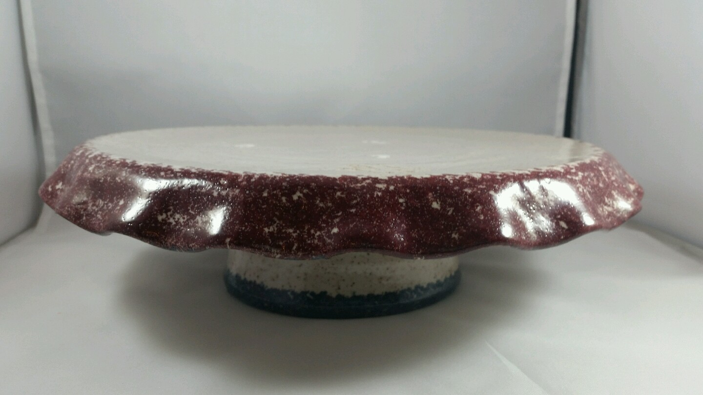 GORGEOUS HAND THROWN POTTERY CHIP & DIP PATRIOTIC/AMERICANA, HEARTS & STARS EXC.