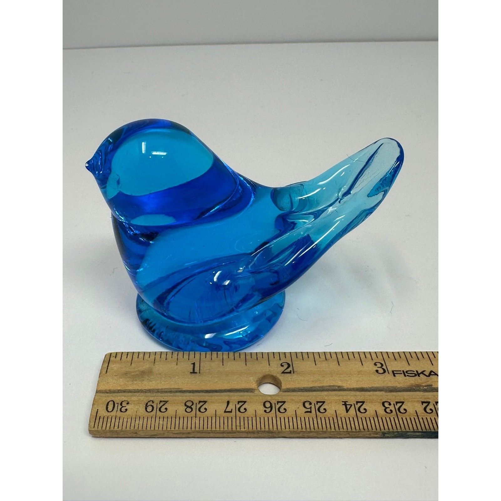 Leo Ward 1992 Bluebird of Happiness Art Glass Figurine Cobalt Blue Bird A1